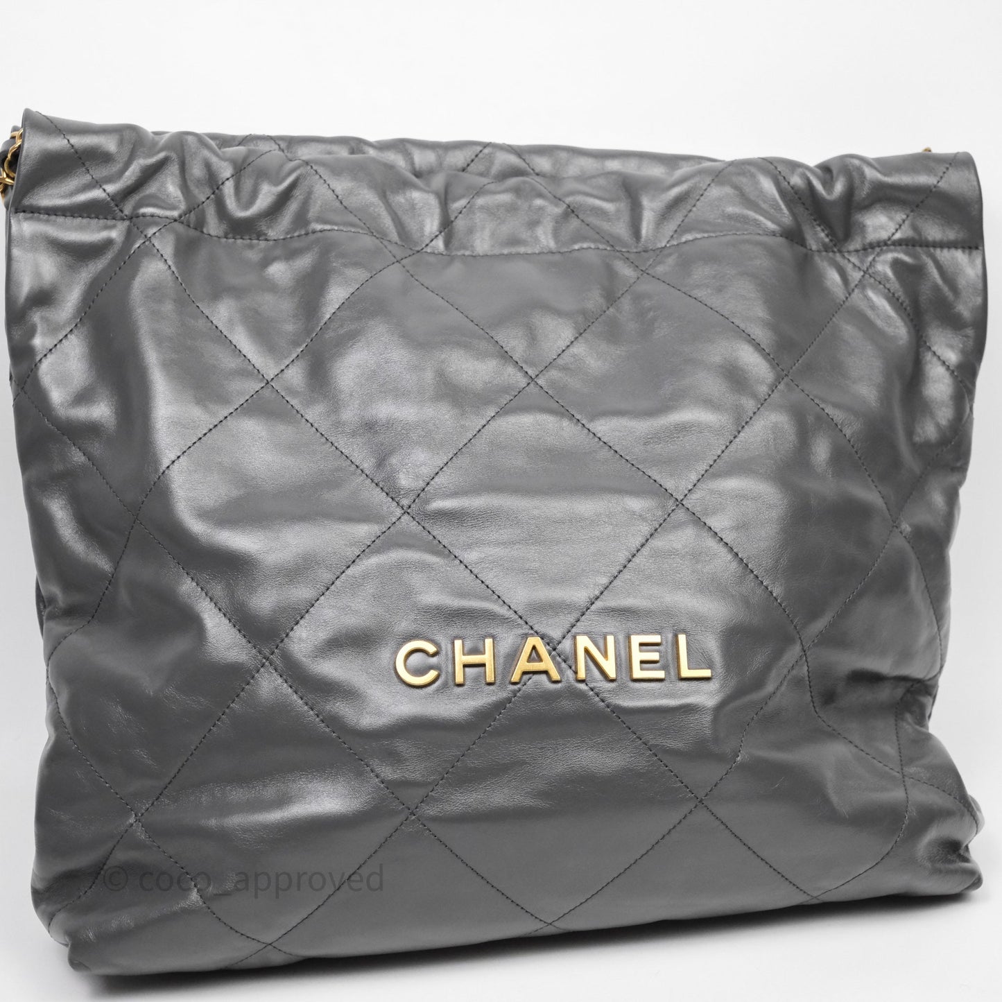 Chanel 22 Bag Medium Dark Grey Calfskin Gold Hardware