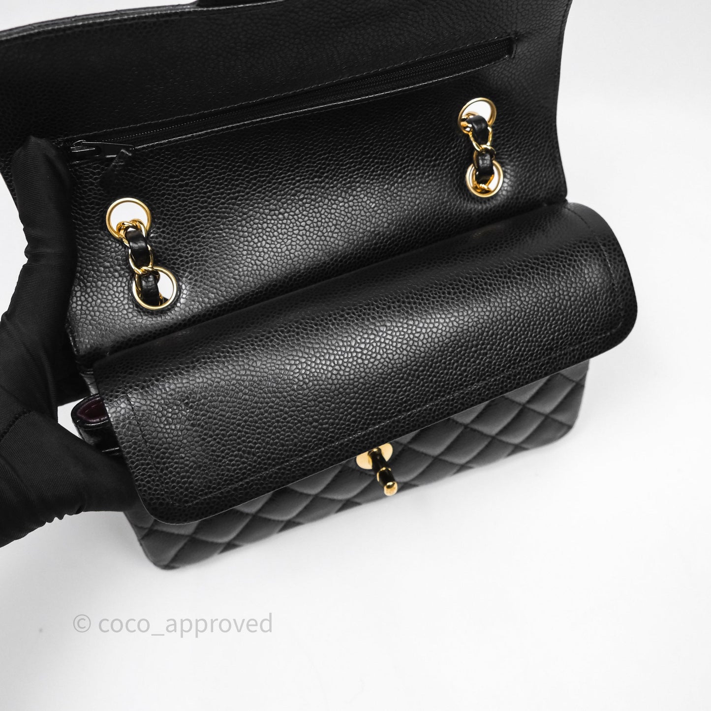 Chanel Small Classic Quilted Flap Black Caviar Gold Hardware