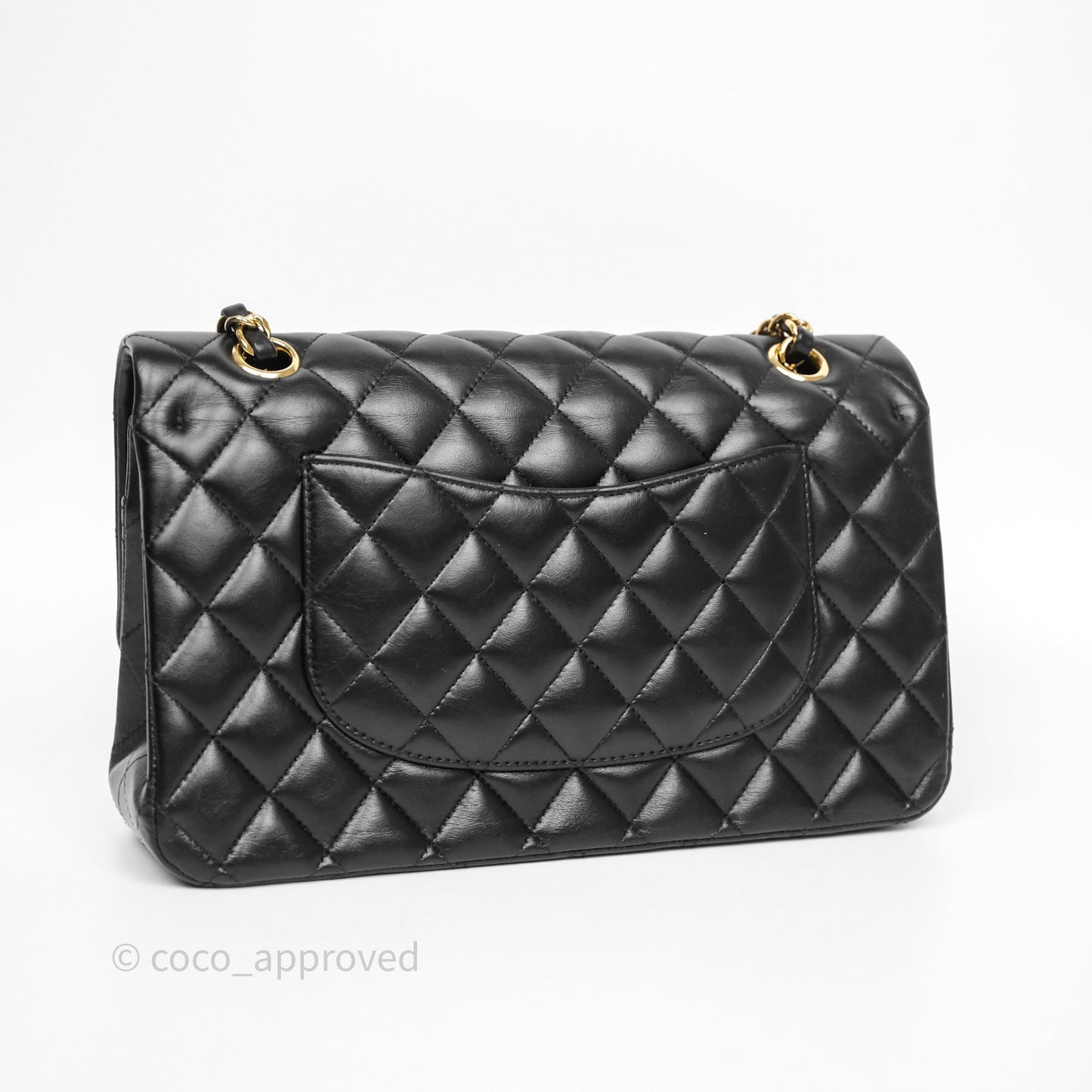 Chanel Classic M/L Medium Flap Quilted Black Lambskin Gold Hardware