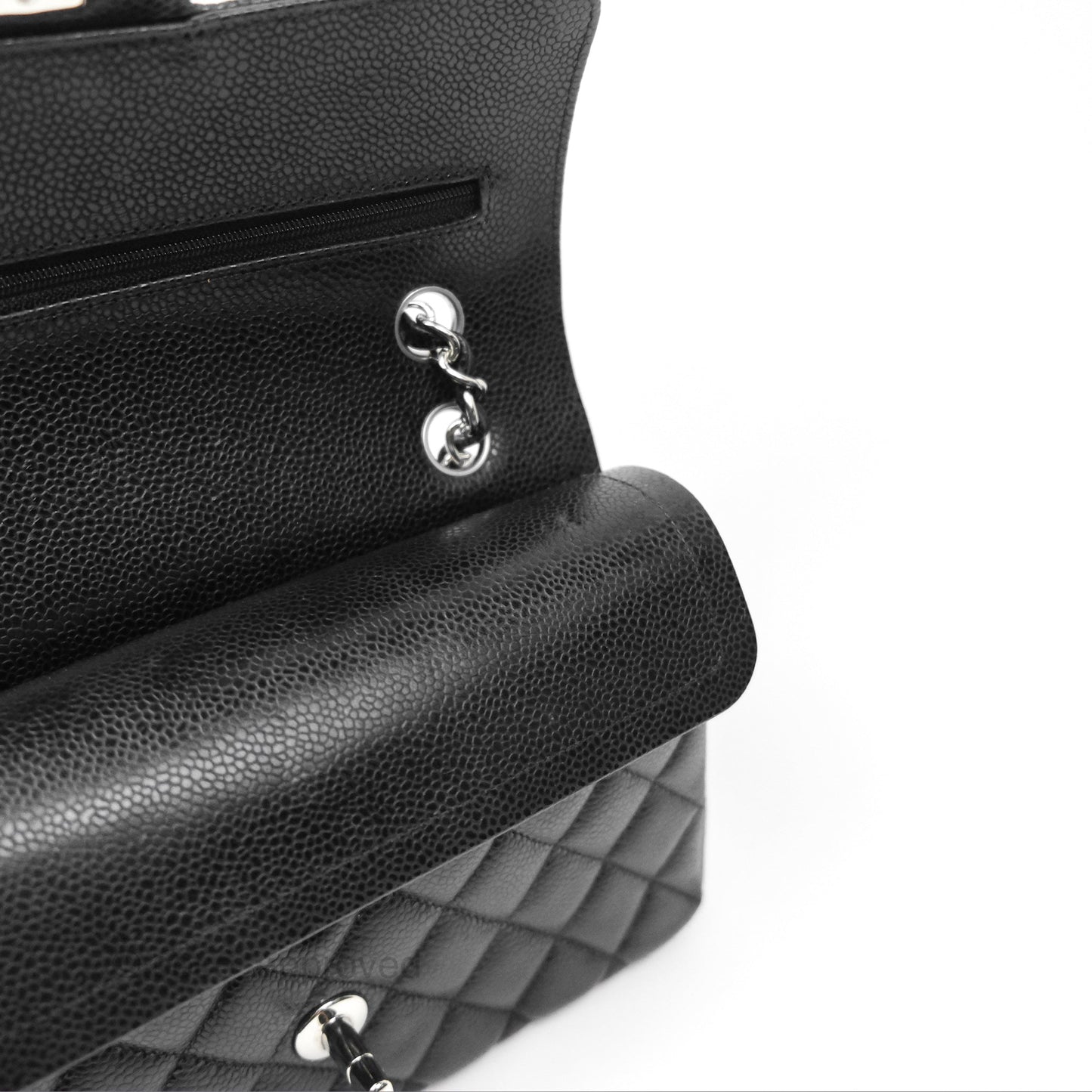 Chanel Small Classic Flap Quilted Black Caviar Silver Hardware