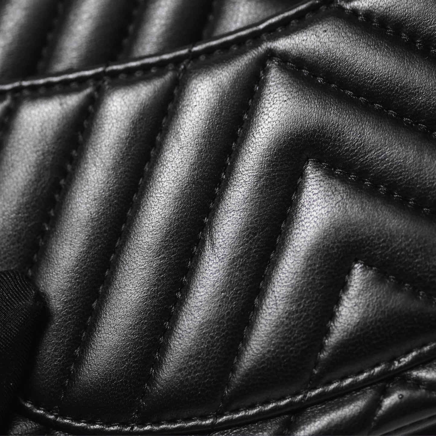 Chanel Mini Square Flap Chevron Black Lambskin Aged Gold Hardware