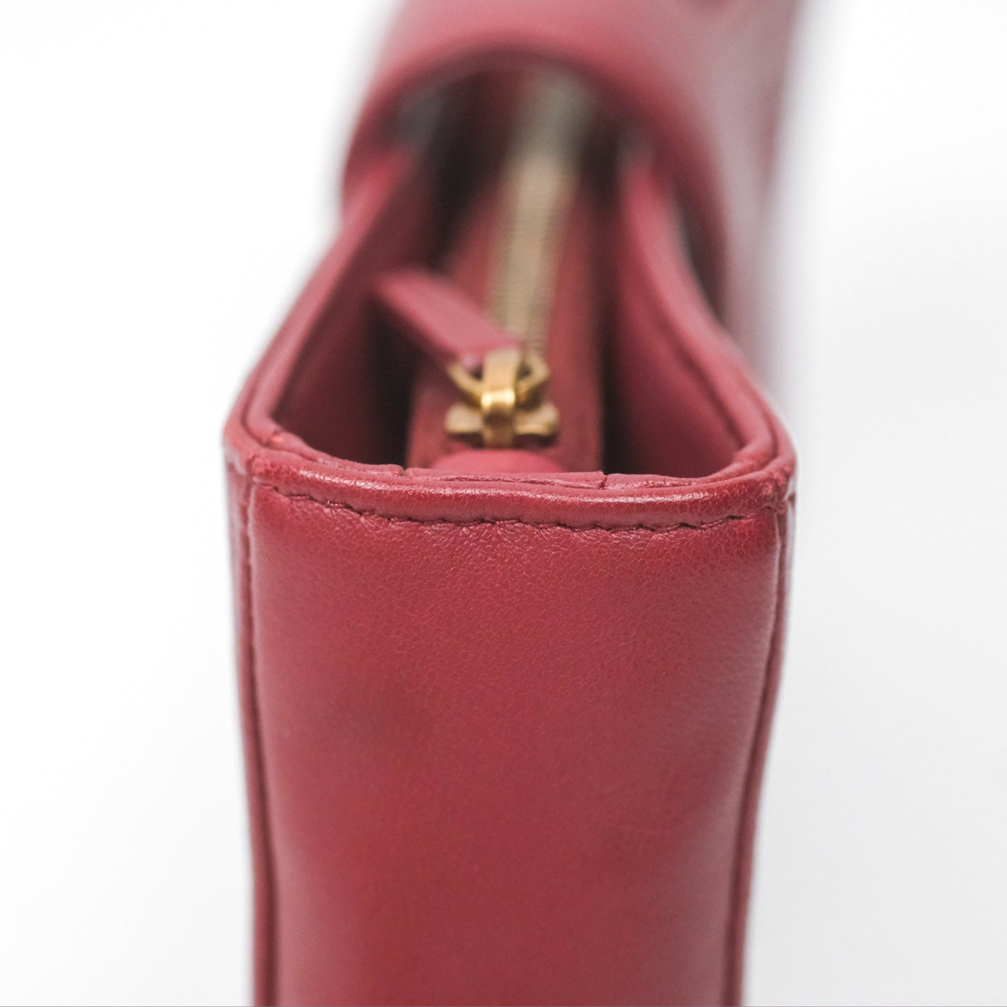 Chanel Quilted Boy Coin Case Dark Red Aged Gold Hardware