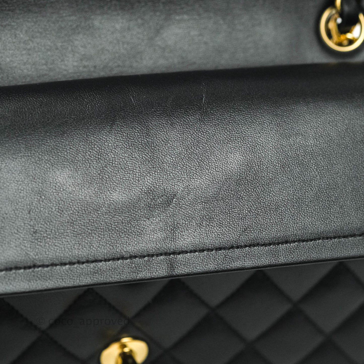 Chanel Classic M/L Medium Double Flap Black Lambskin Gold Hardware
