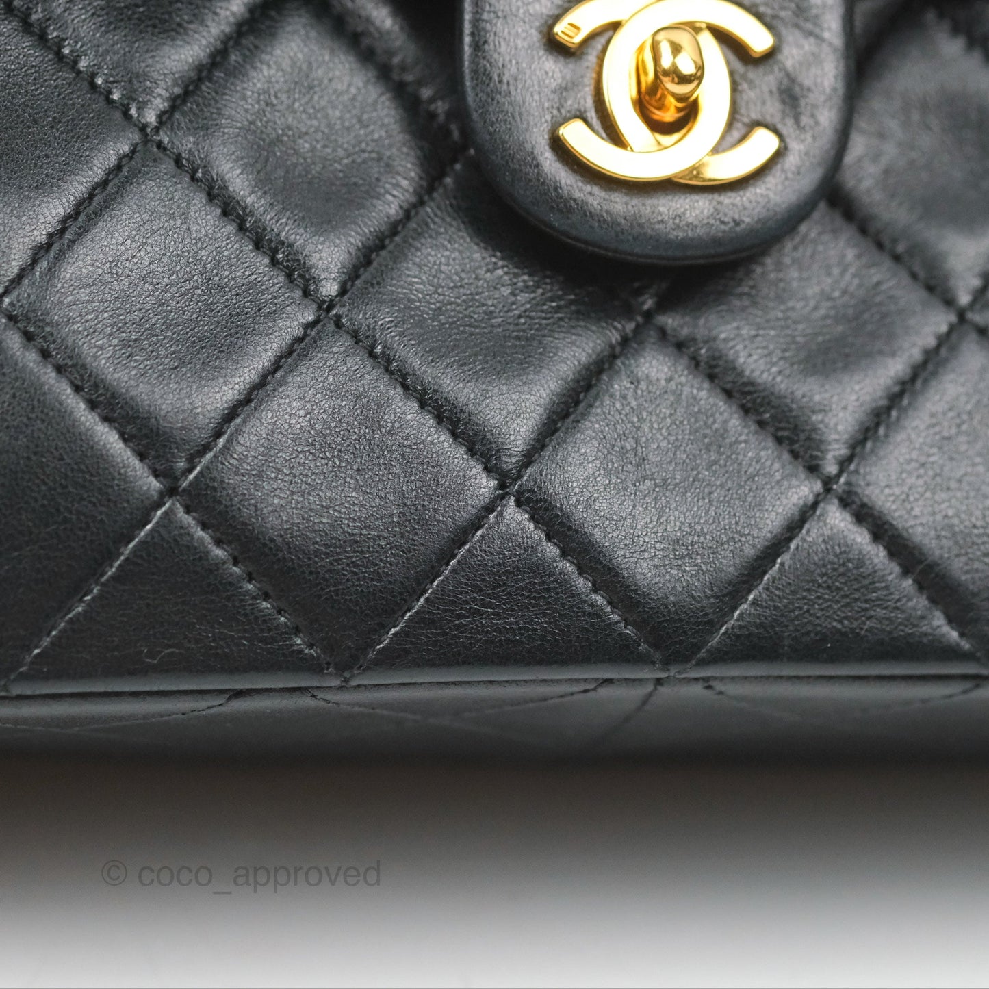 Chanel Vintage Square Flap Bag Black Lambskin 24K Gold Hardware