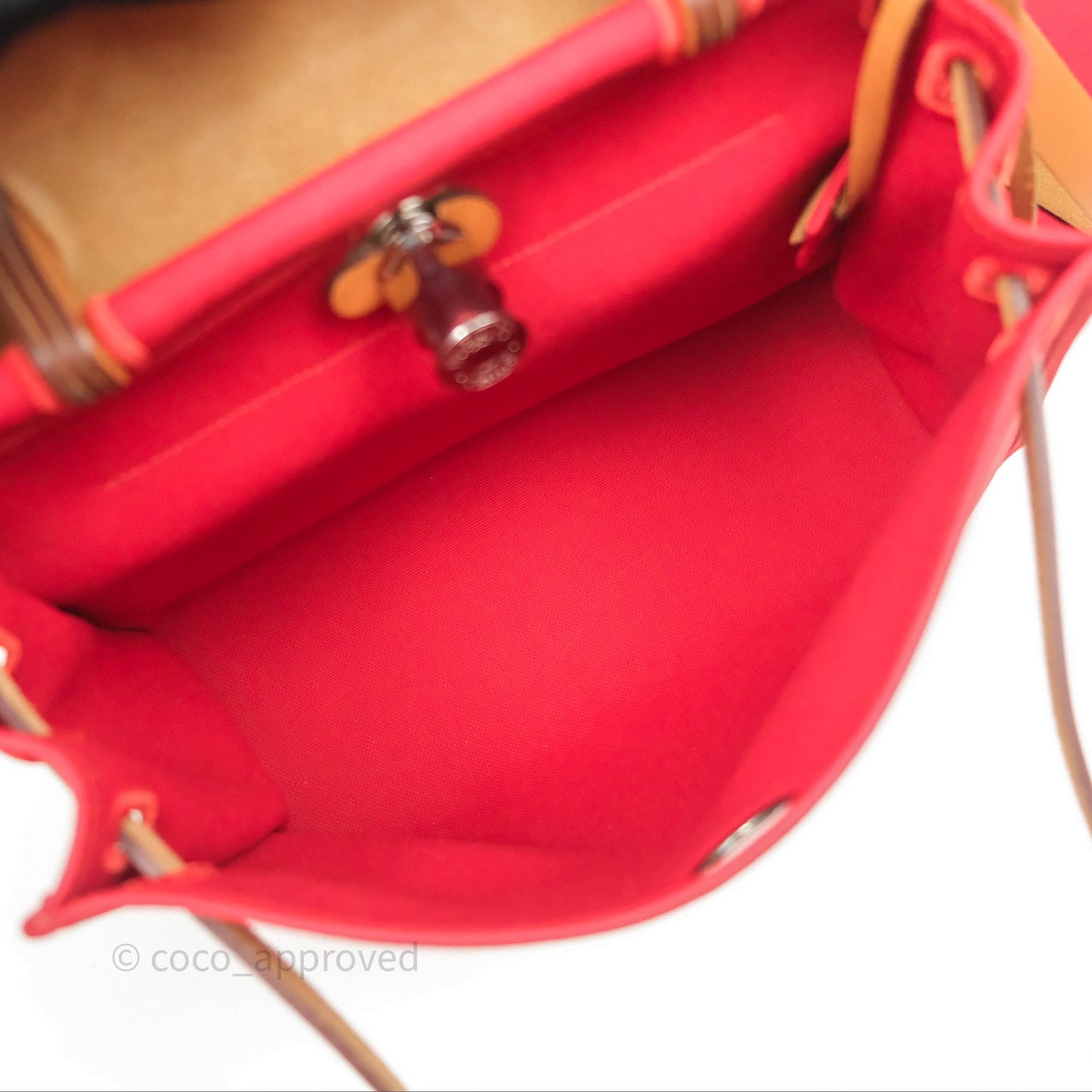 Hermès Herbag Zip 31 Red/Natural Canvas Palladium Hardware