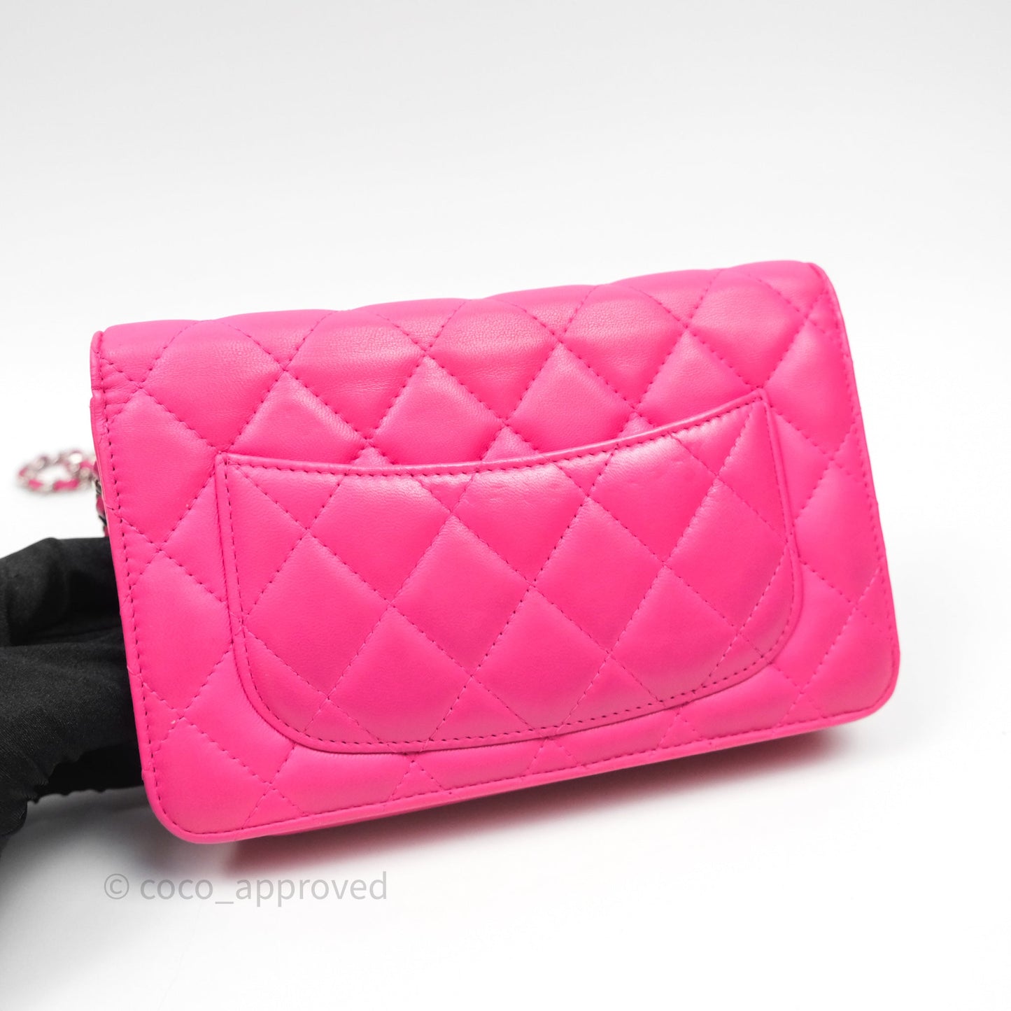 Chanel Quilted Wallet on Chain WOC Pink Lambskin Silver Hardware