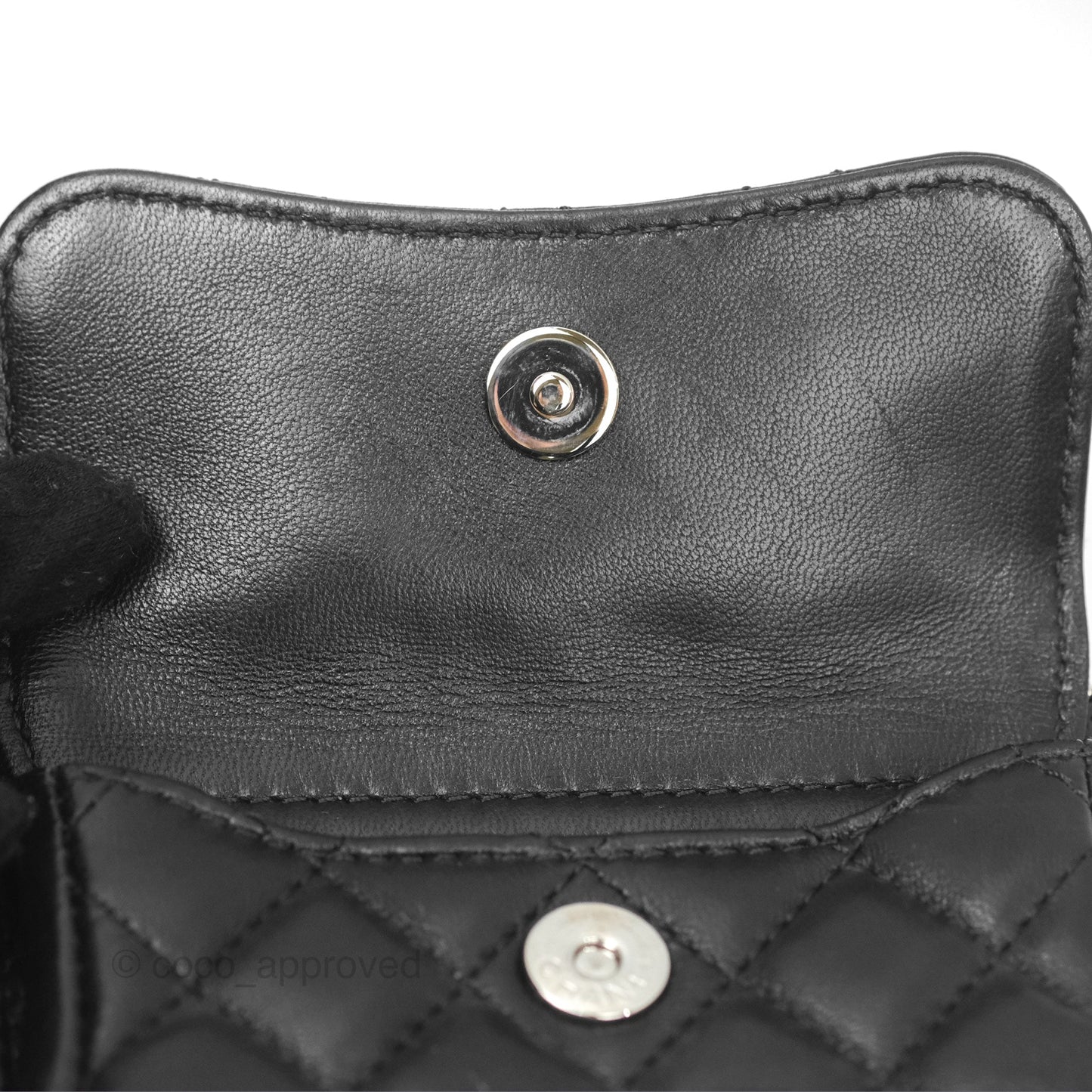 Chanel Small Pocket Box Camera Case Black Lambskin Silver Hardware