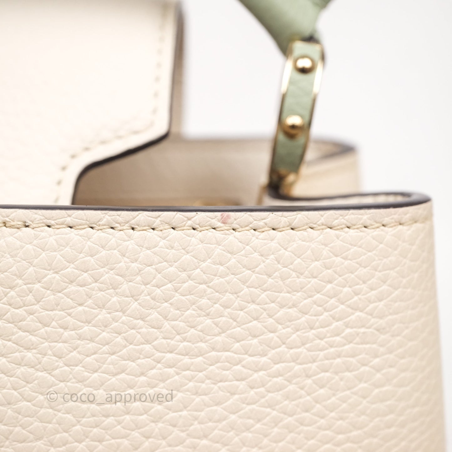 Louis Vuitton Capucines BB Creme Rose Jade Taurillon Leather Gold Hardware