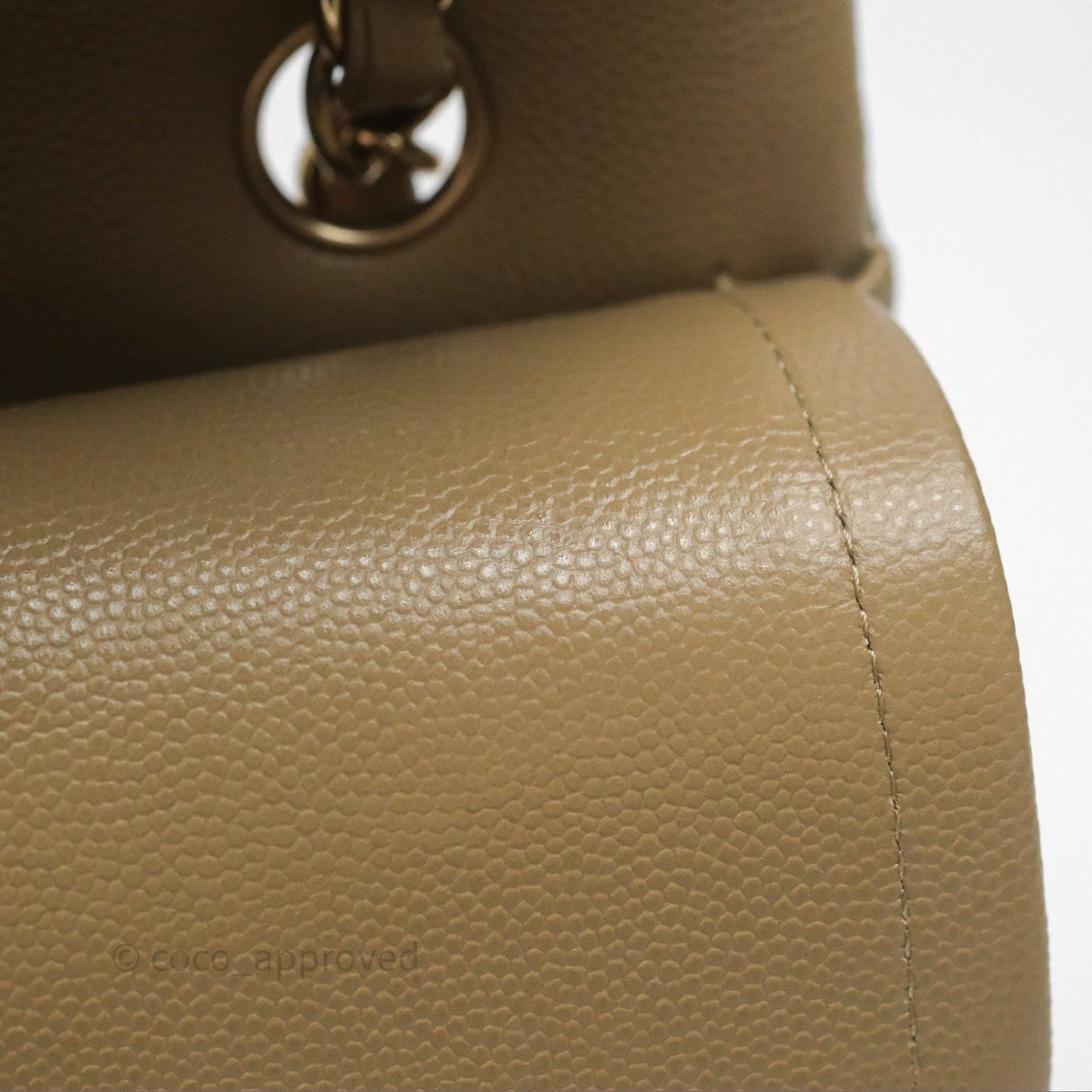 Chanel Classic M/L Medium Flap Quilted Dark Beige Caviar Gold Hardware