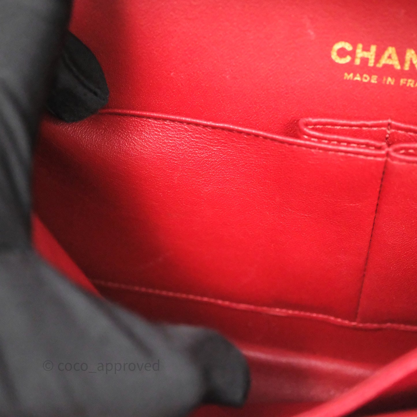 Chanel Classic M/L Medium Flap Quilted Red Caviar Gold Hardware