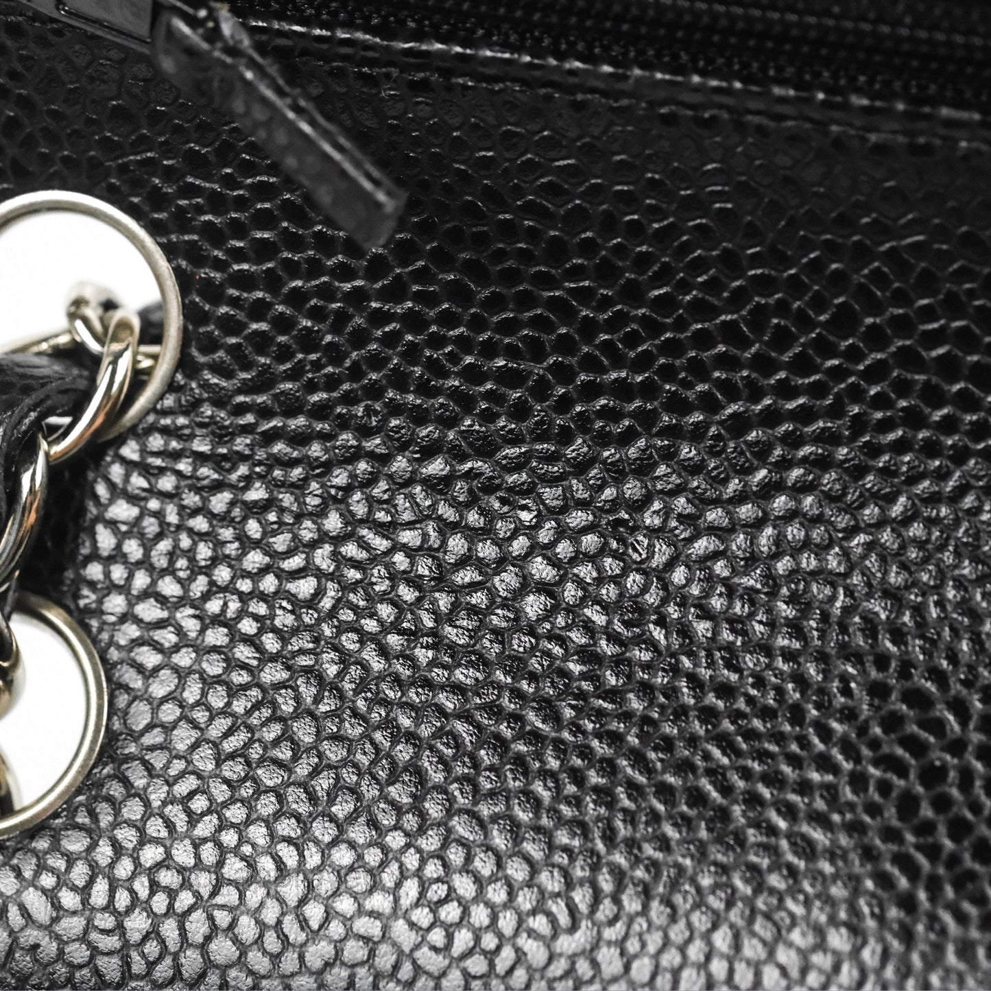 Chanel Classic M/L Medium Flap Quilted Black Caviar Silver Hardware