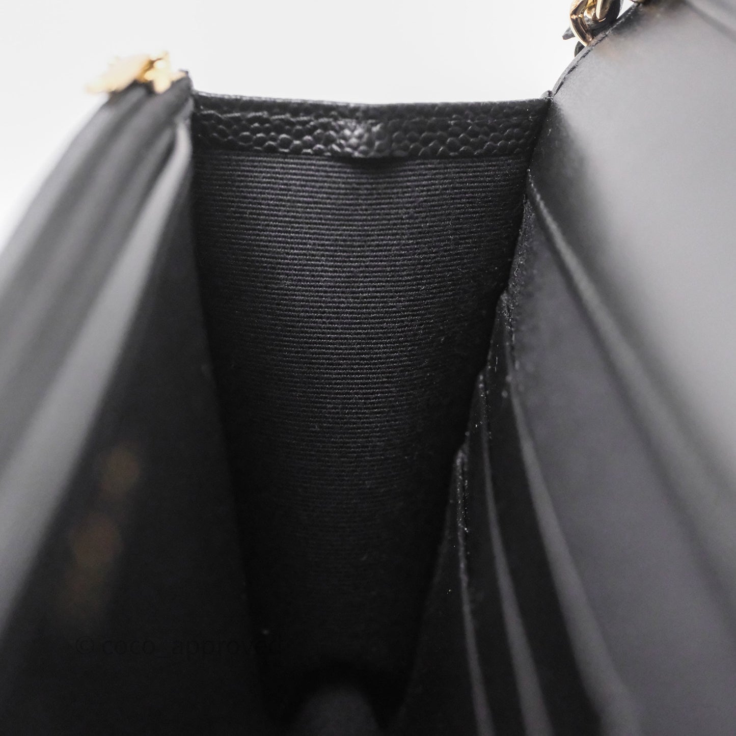 Chanel WOC With Ribbon Chain Black Caviar Gold Hardware