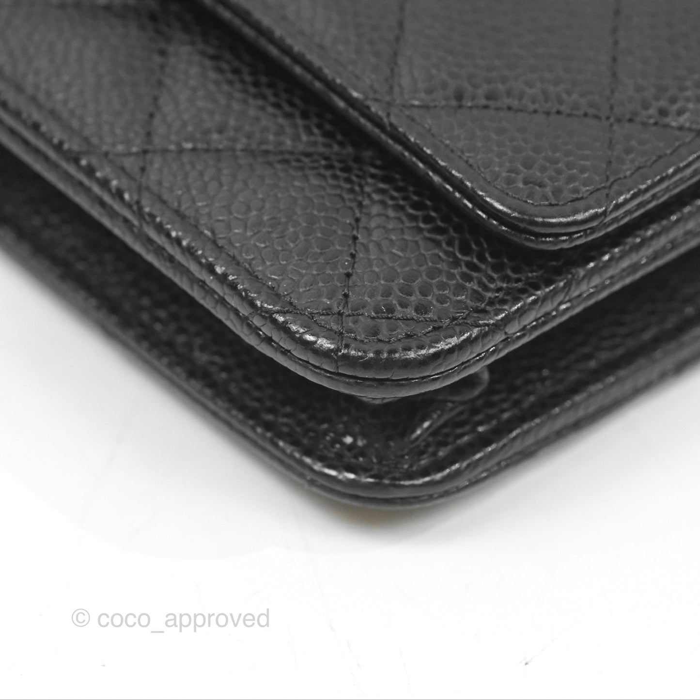Chanel Quilted Classic Wallet On Chain WOC Black Caviar Silver Hardware
