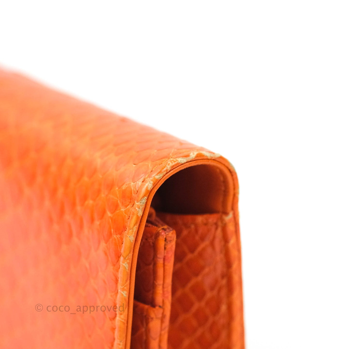 Chanel Wallet on Chain WOC Orange Python Aged Gold Hardware