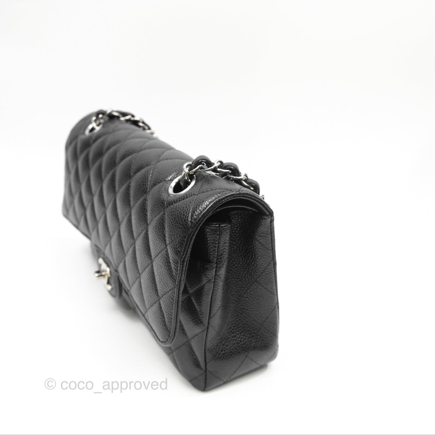 Chanel Classic M/L Medium Flap Quilted Black Caviar Silver Hardware