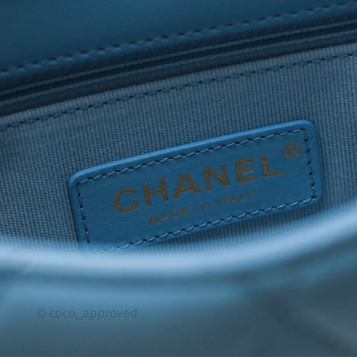Chanel Small Flap Bag Blue Lambskin Gold and Lacquered Metal 22S