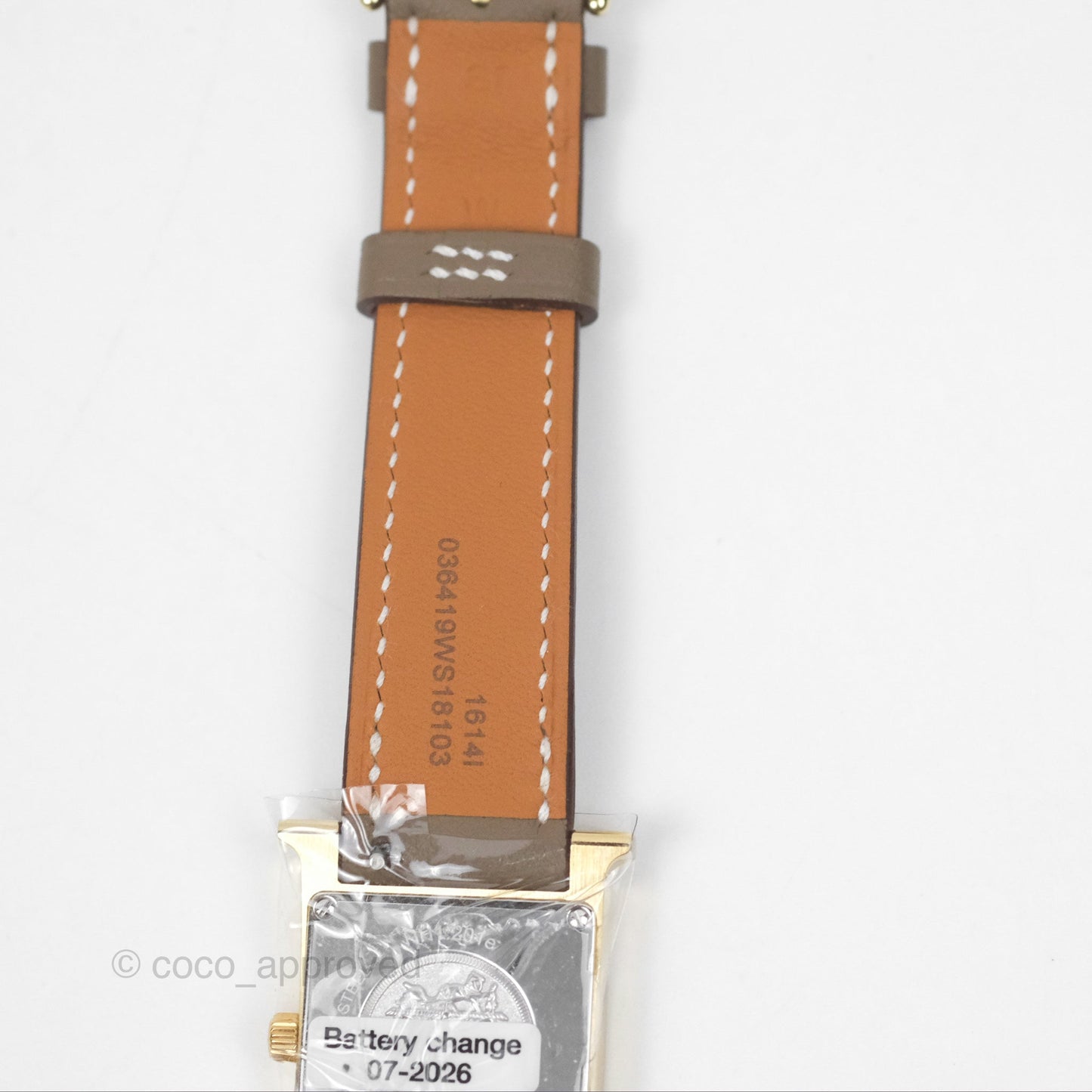 Hermes Heure H Watch Small Swift Etoupe Gold Hardware