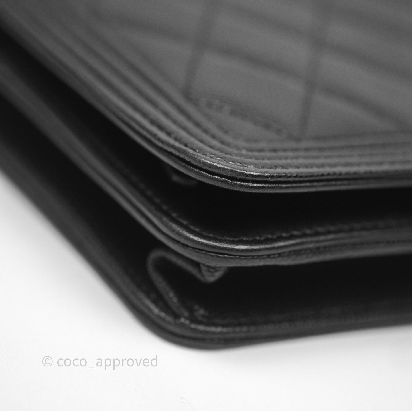 Chanel Quilted Boy Wallet on Chain WOC Black Caviar Ruthenium Hardware