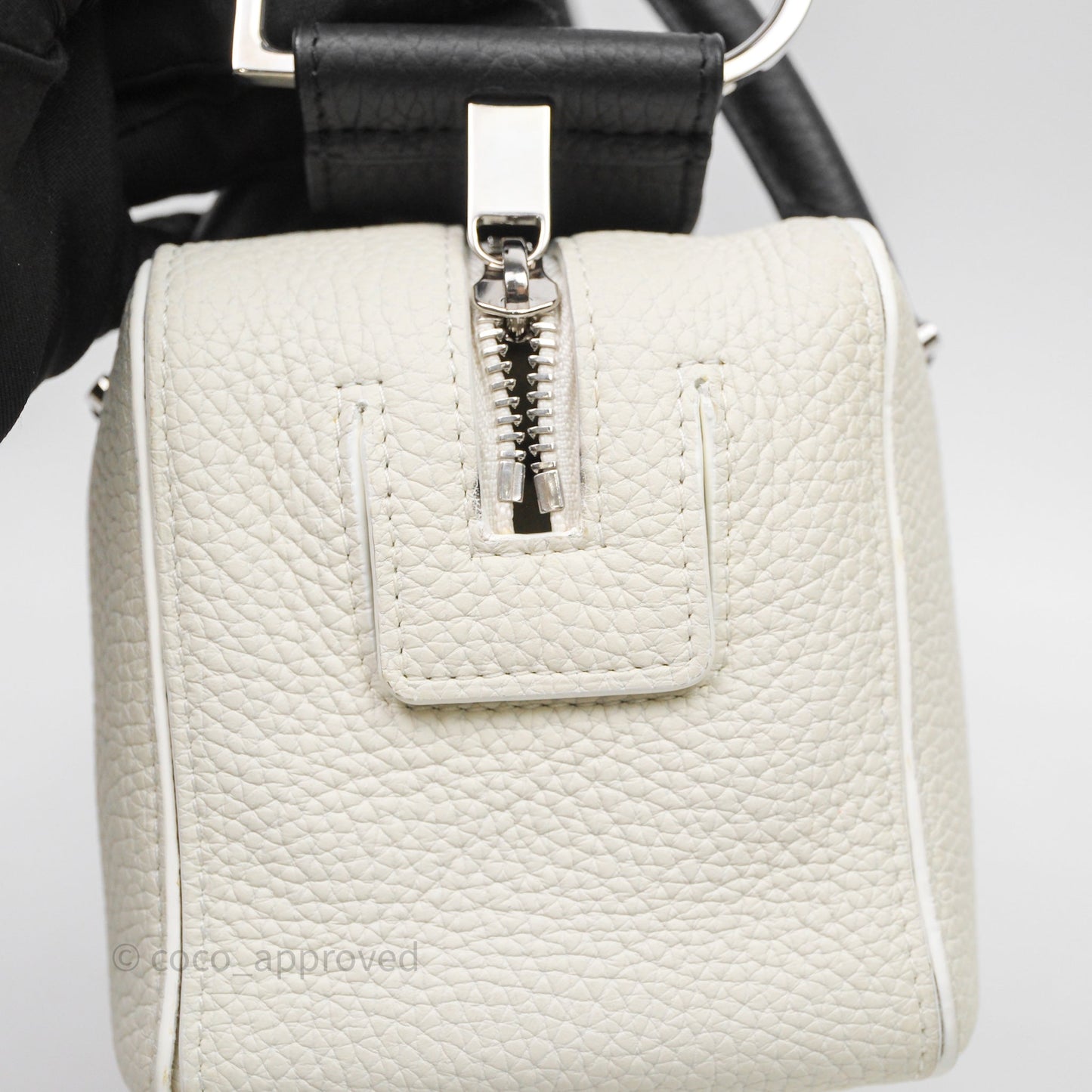Delvaux Cool Box Mini Taurillon Soft Grained White/Black Calfskin Silver Hardware