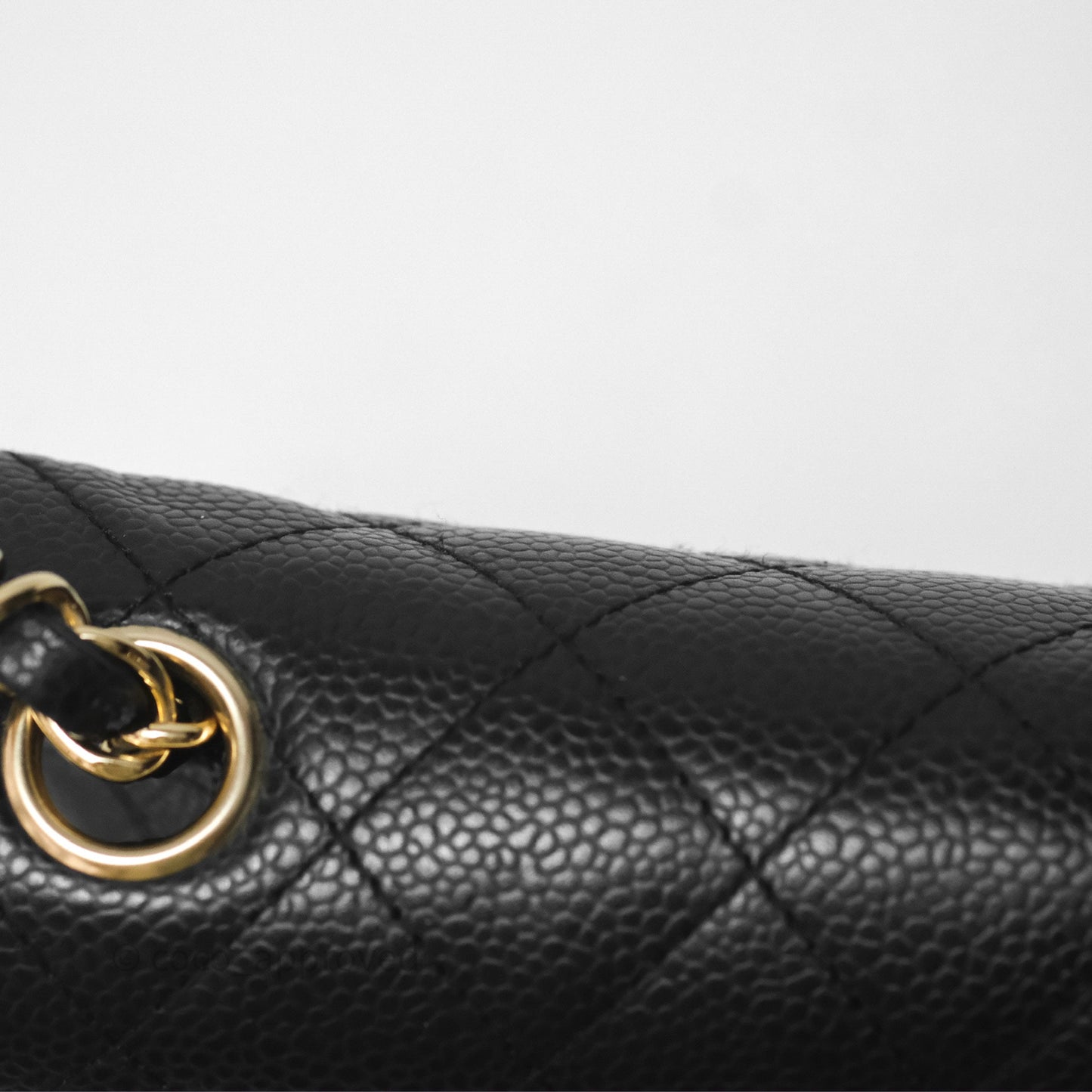Chanel Vintage Mini Square Flap Quilted Black Caviar 24K Gold Hardware
