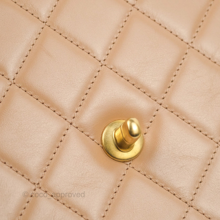 Chanel Quilted Perfect Fit Adjustable Beige Calfskin Gold Hardware 21A