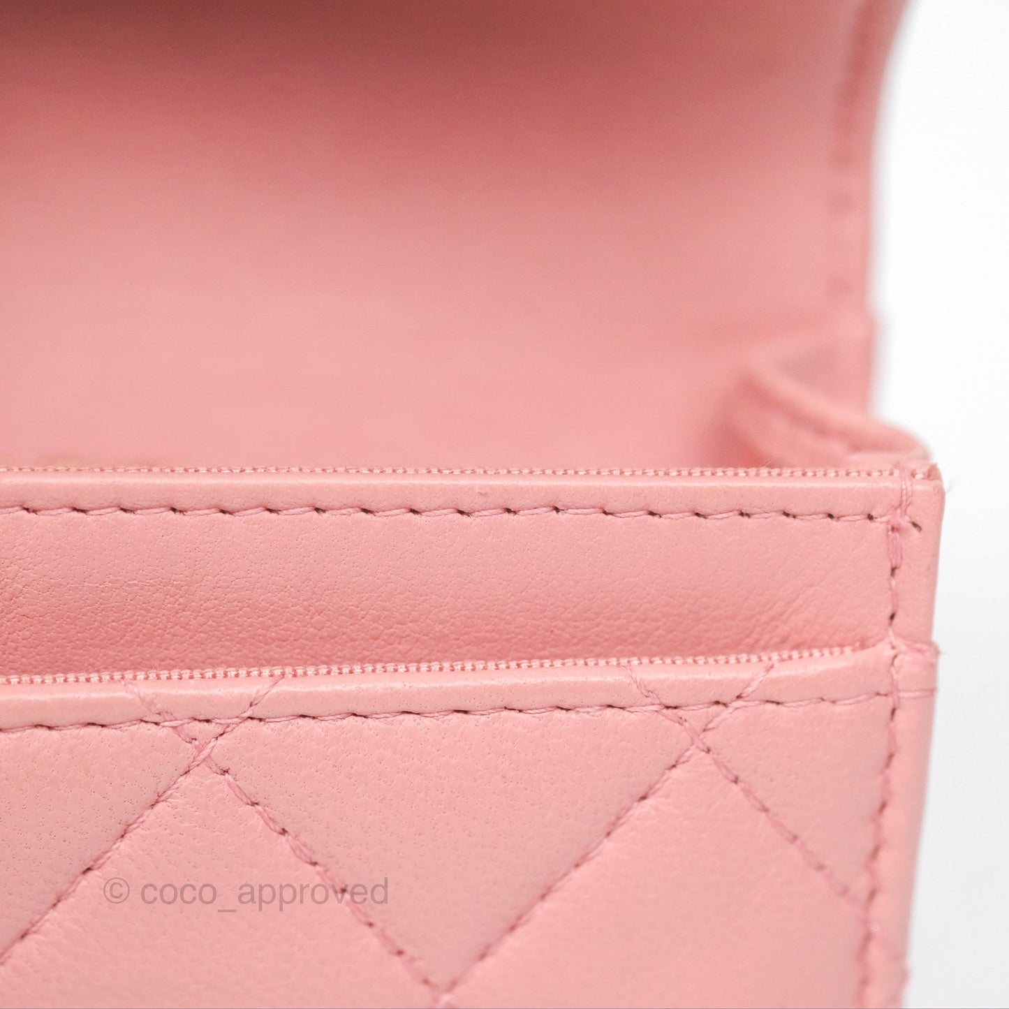 Chanel Classic Flap Card Holder Quilted Pink Lambskin Gold Hardware