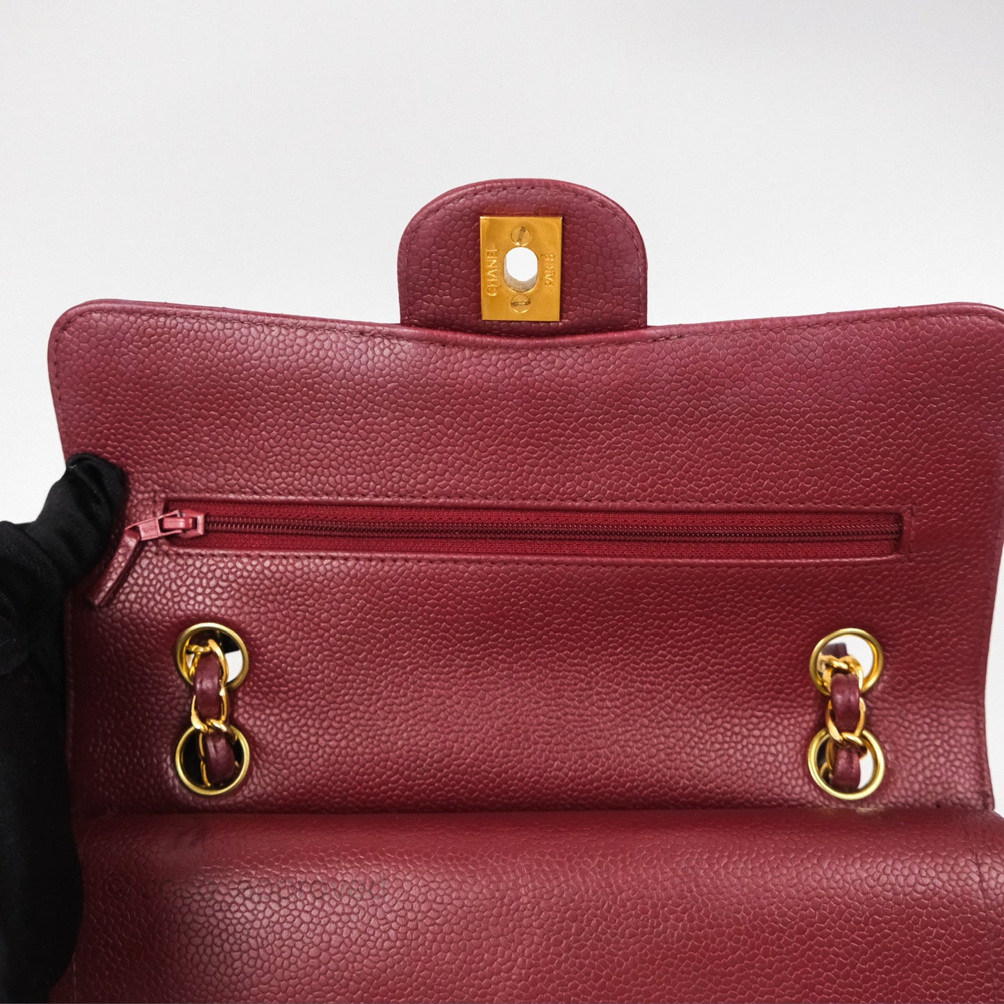 Chanel Vintage Classic Small S/M Flap Burgundy Caviar 24K Gold Hardware