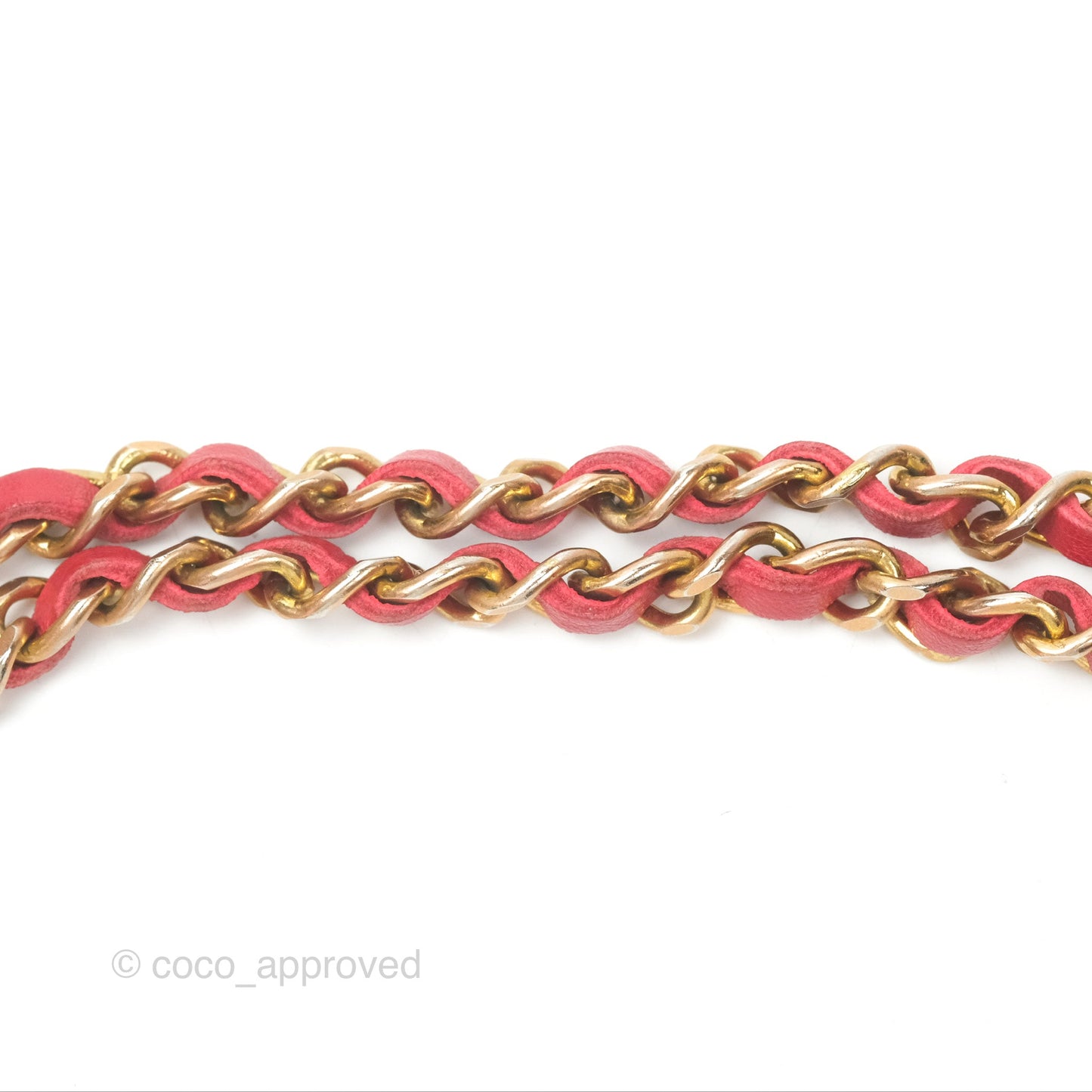 Chanel Vintage Woven Chain Belt Red Lambskin Gold Hardware