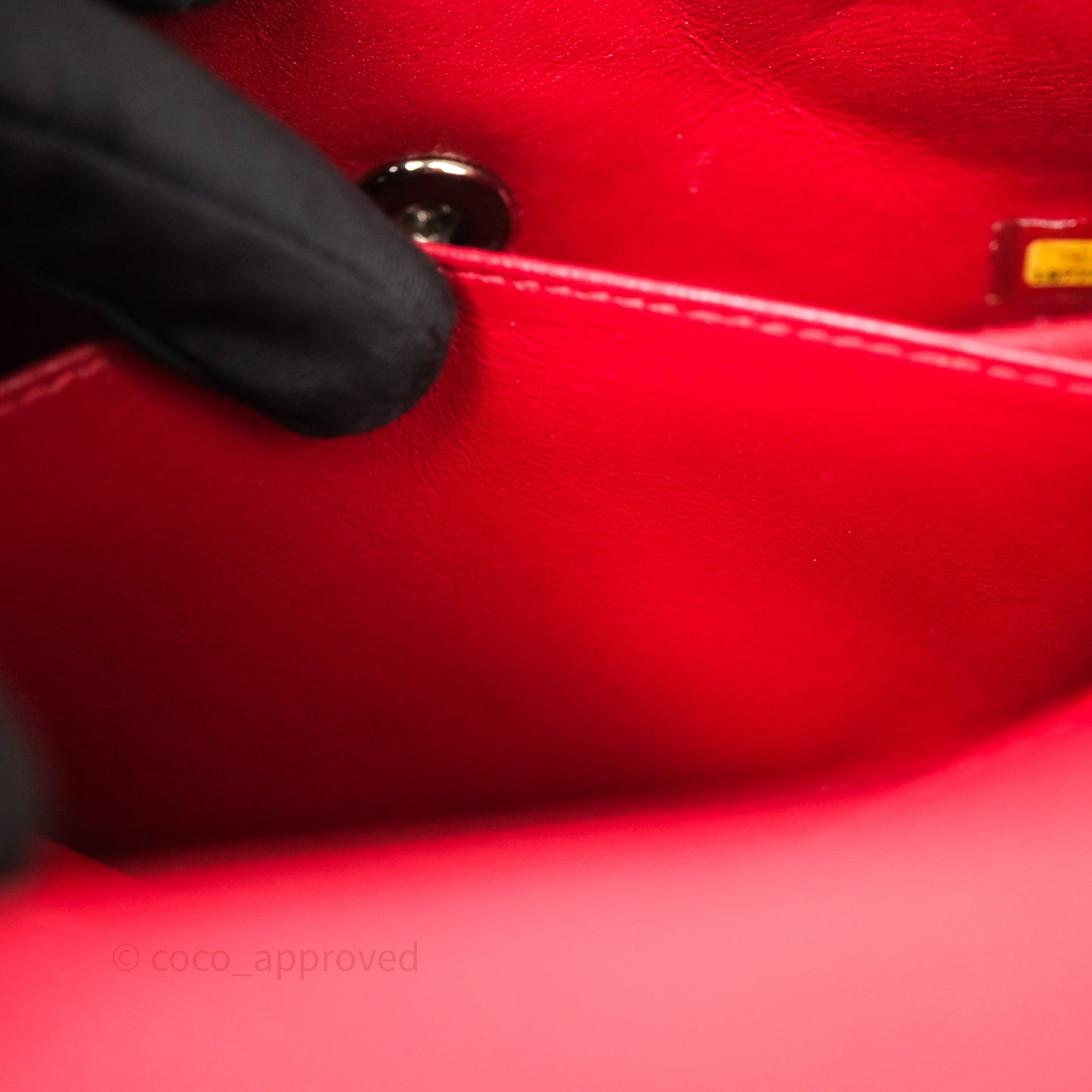 Chanel Quilted Mini Rectangular Flap Red Caviar Silver Hardware