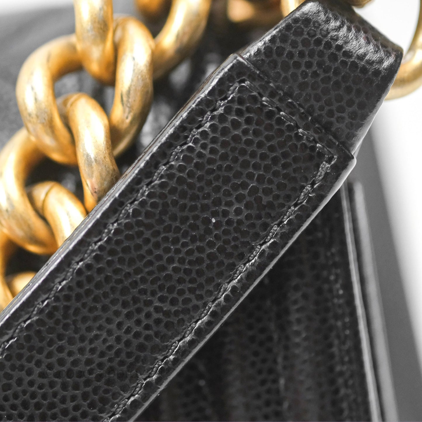 Chanel Quilted Medium Boy Black Caviar Aged Gold Hardware