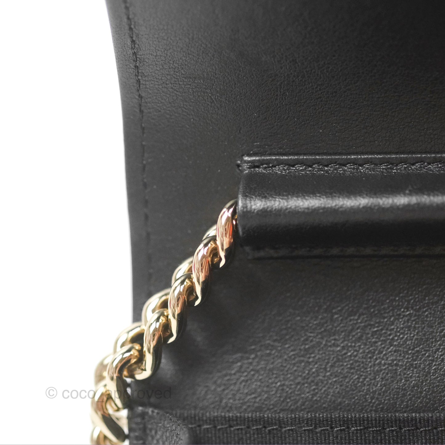 Chanel Mini Boy Quilted Wallet on Chain WOC Black Caviar Gold Hardware