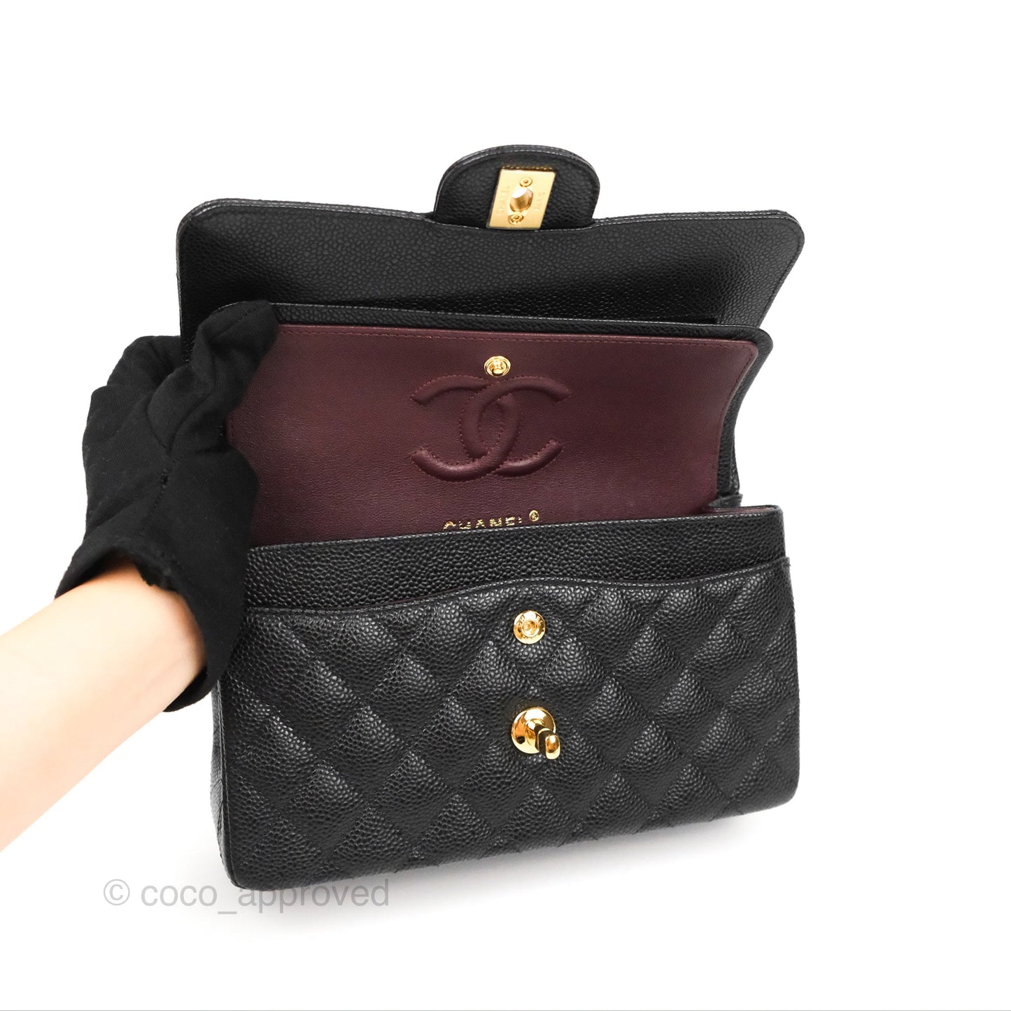 Chanel Small Classic Quilted Flap Black Caviar Gold Hardware