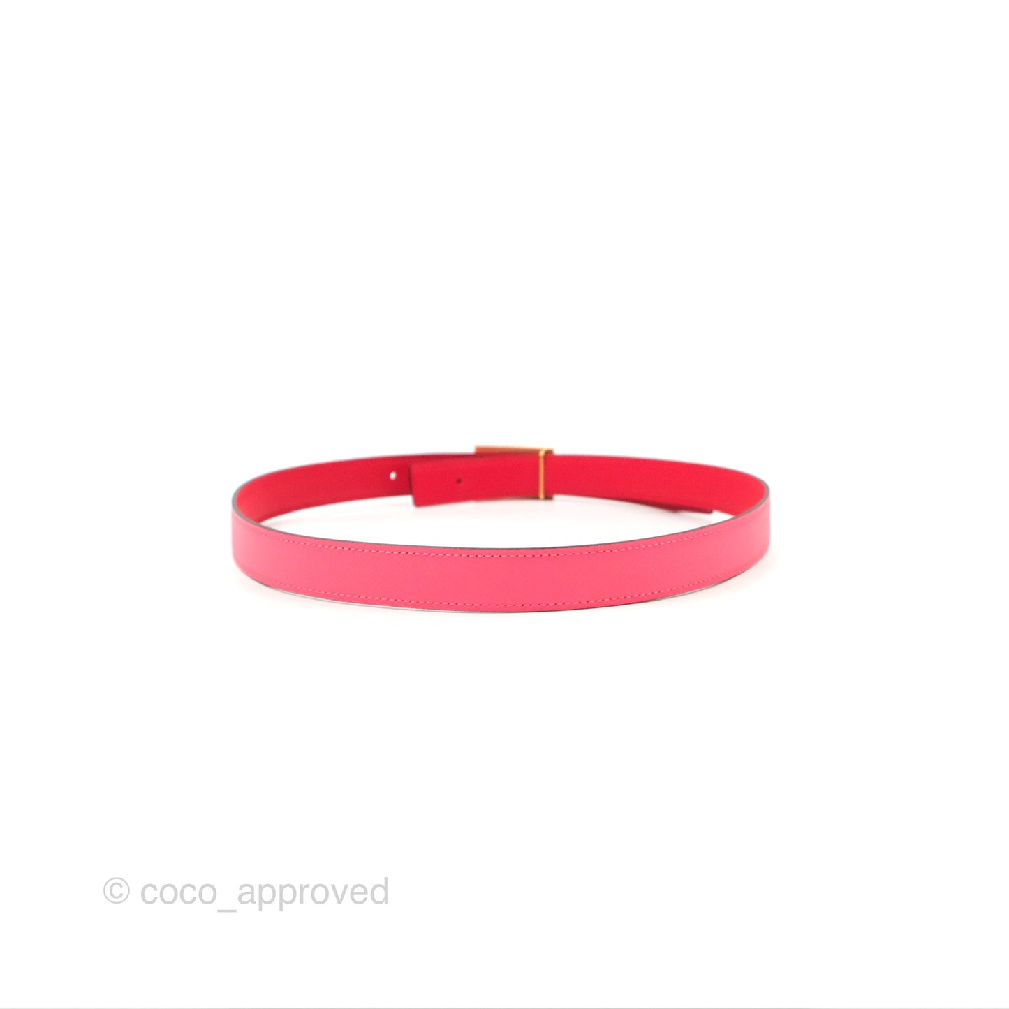 Hermes Collier de Chien Reversible Swift Pink Red Gold Hardware Size 80
