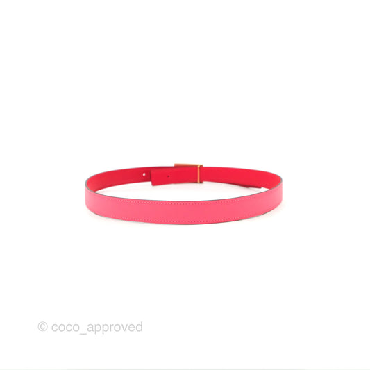 Hermes Collier de Chien Reversible Swift Pink Red Gold Hardware Size 80