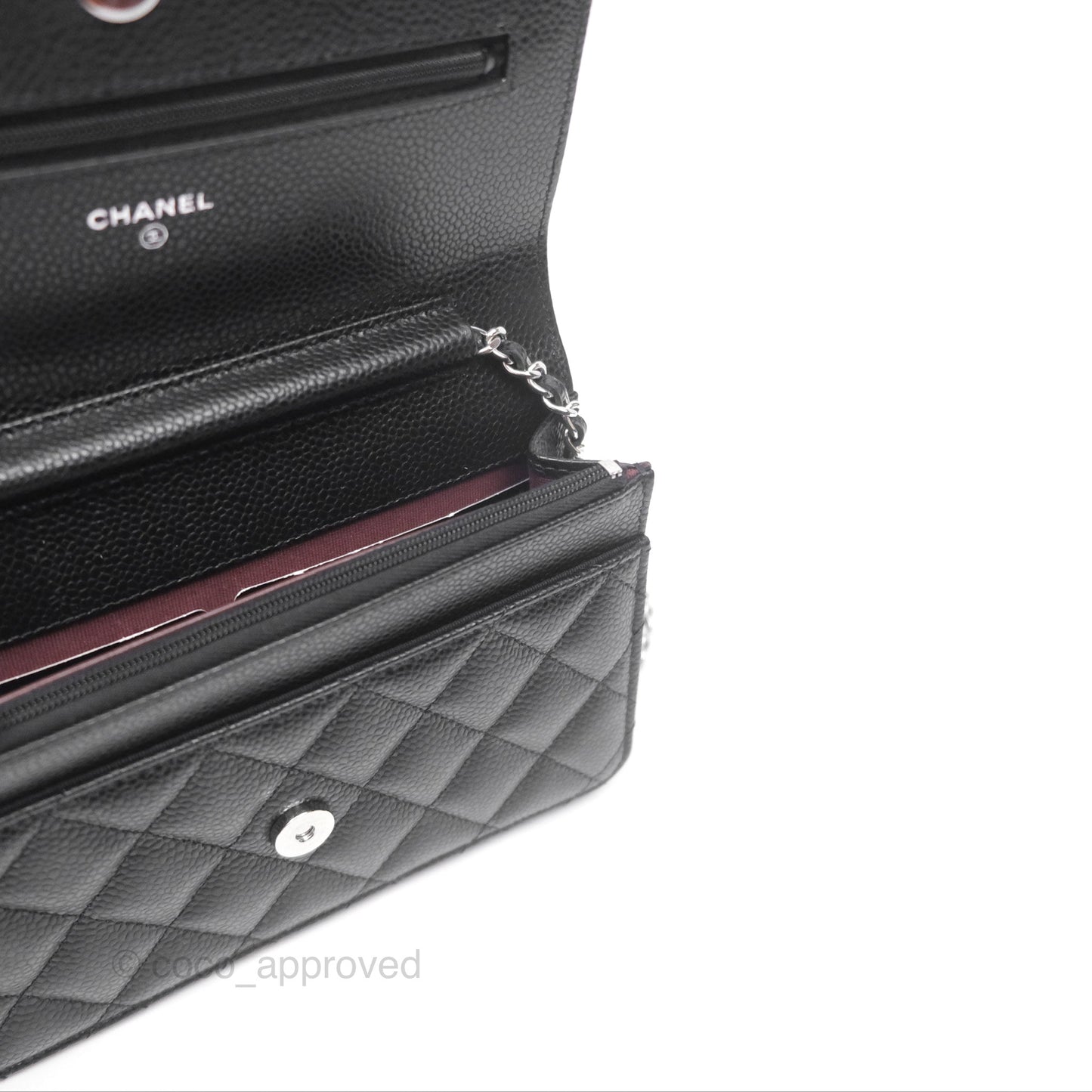 Chanel Classic Wallet On Chain WOC Quilted Black Caviar Silver Hardware