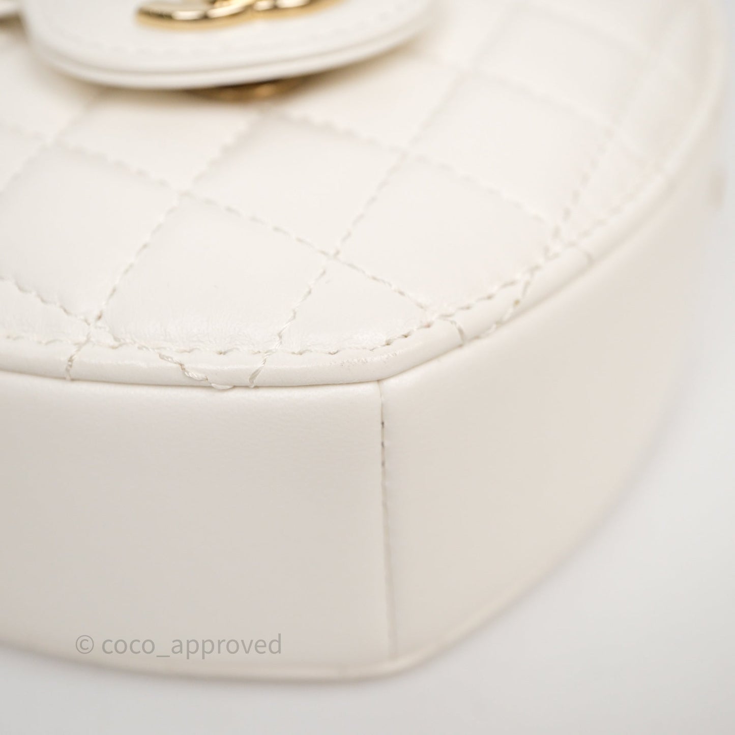 Chanel Large Heart Bag White Lambskin Gold Hardware