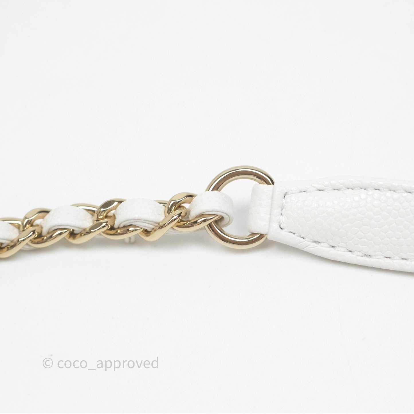Chanel Small Coco Handle Quilted White Caviar Gold Hardware