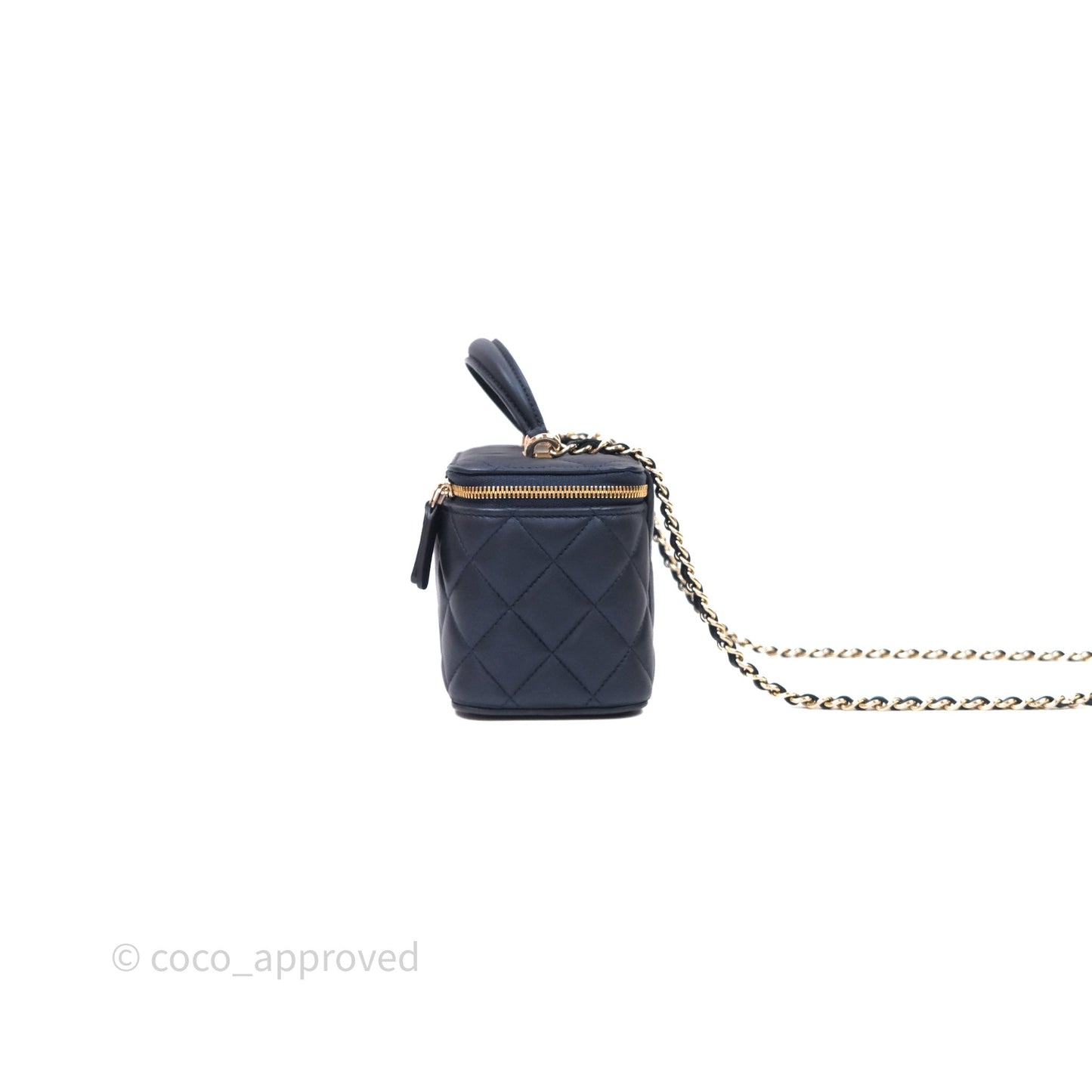 Chanel Top Handle Vanity Irdescent Navy Lambskin Gold Hardware