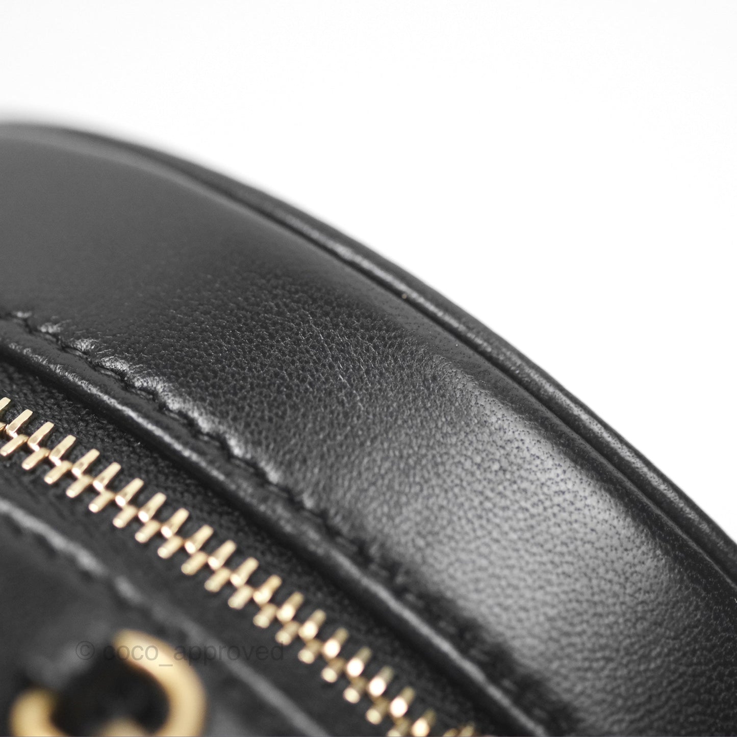 Chanel Studded CC Round Clutch With Chain Black Lambskin Gold Hardware