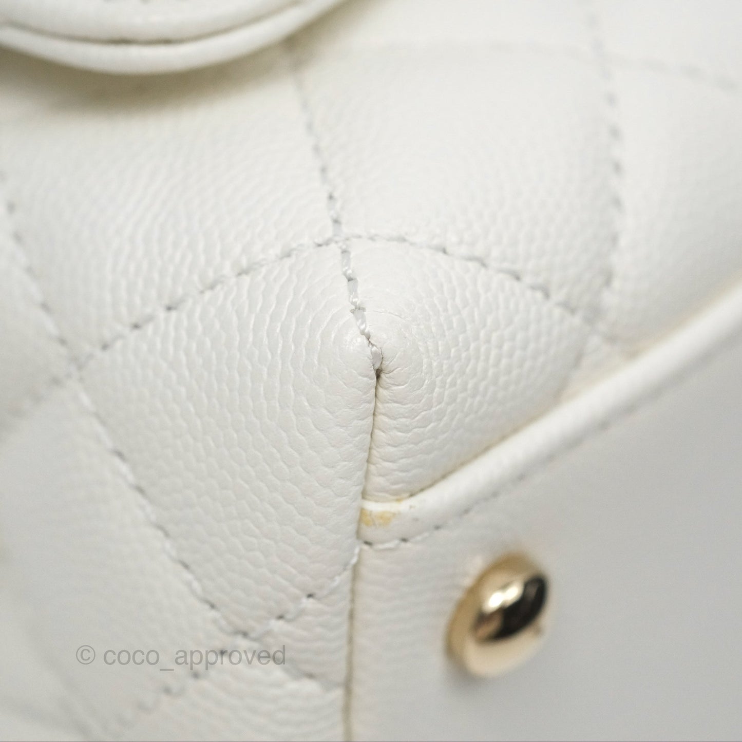 Chanel Mini Coco Handle White Caviar Gold Hardware