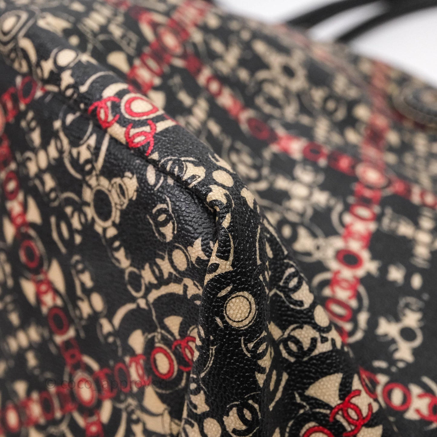 Chanel CC Print Logo Tote Bag Black