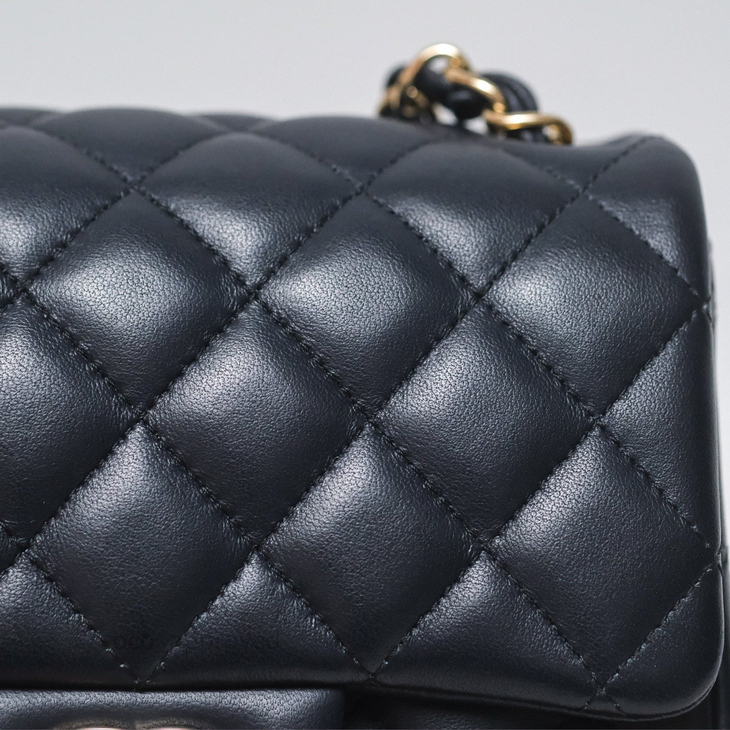 Chanel Mini Square Flap Quilted Navy Lambskin Gold Hardware