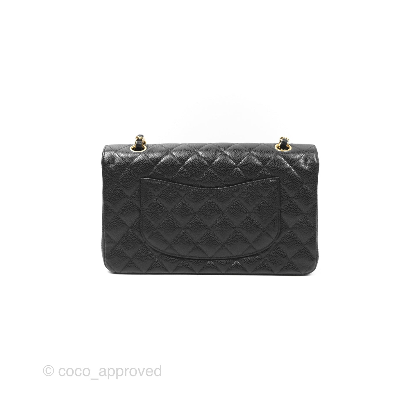 Chanel Classic M/L Medium Flap Quilted Black Caviar Gold Hardware