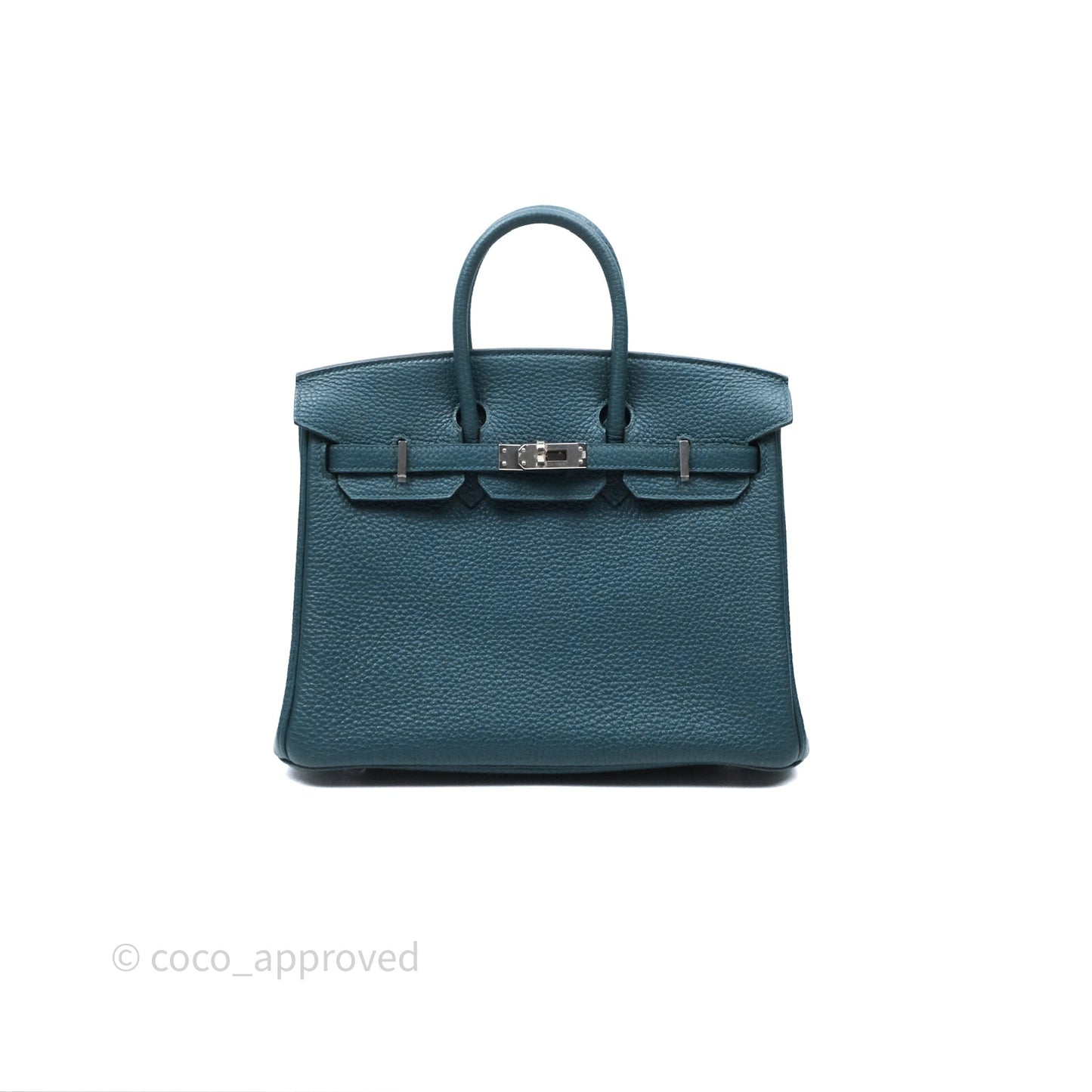 Hermès Birkin 25 Retourne Vert Bosphore W0 / Bleu Océan Z7 Togo Palladium Hardware