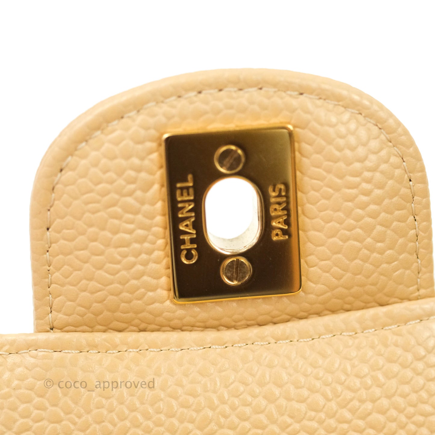 Chanel Classic M/L Medium Double Flap Beige Caviar Gold Hardware
