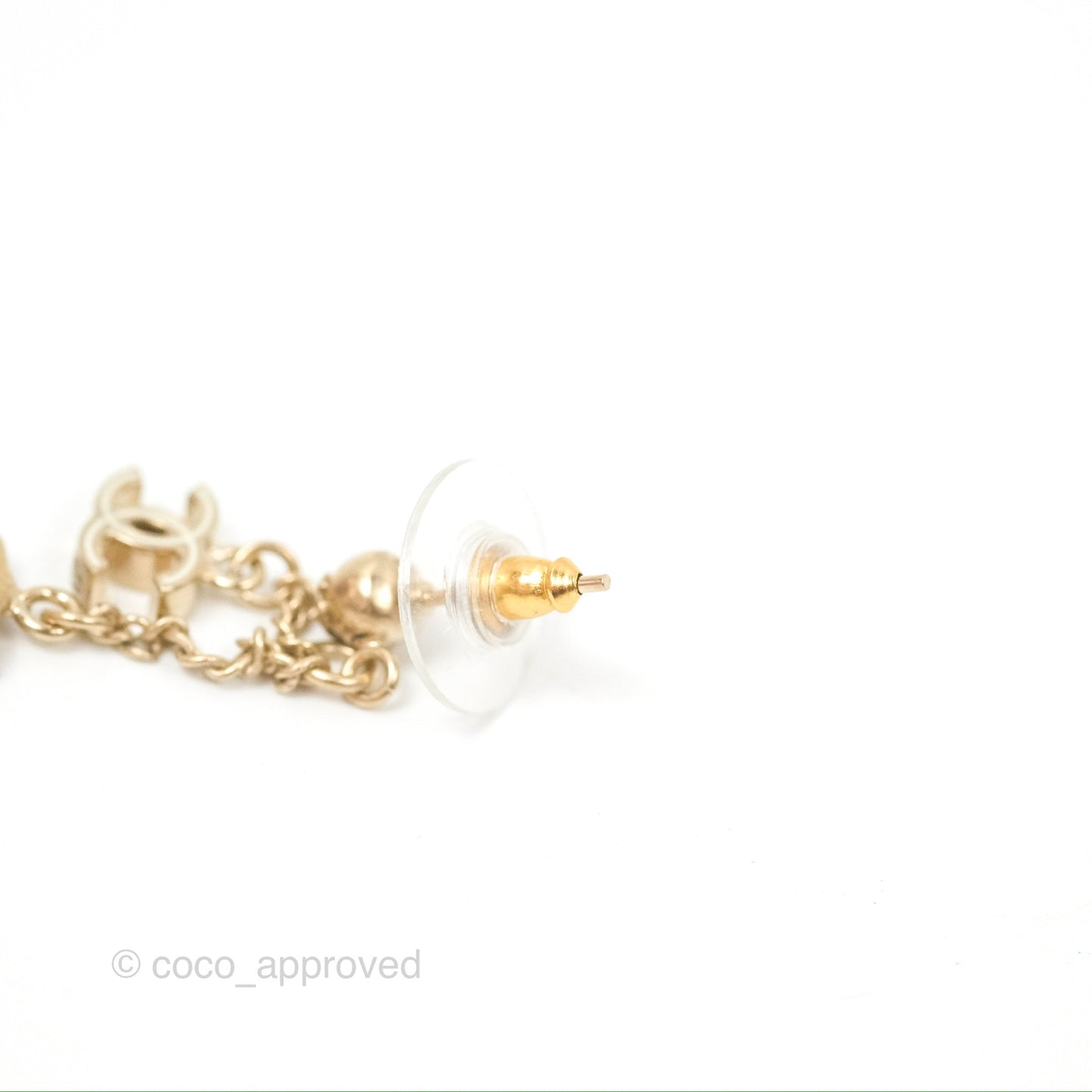 Chanel CC Flower Drop Earrings Gold Tone 13C