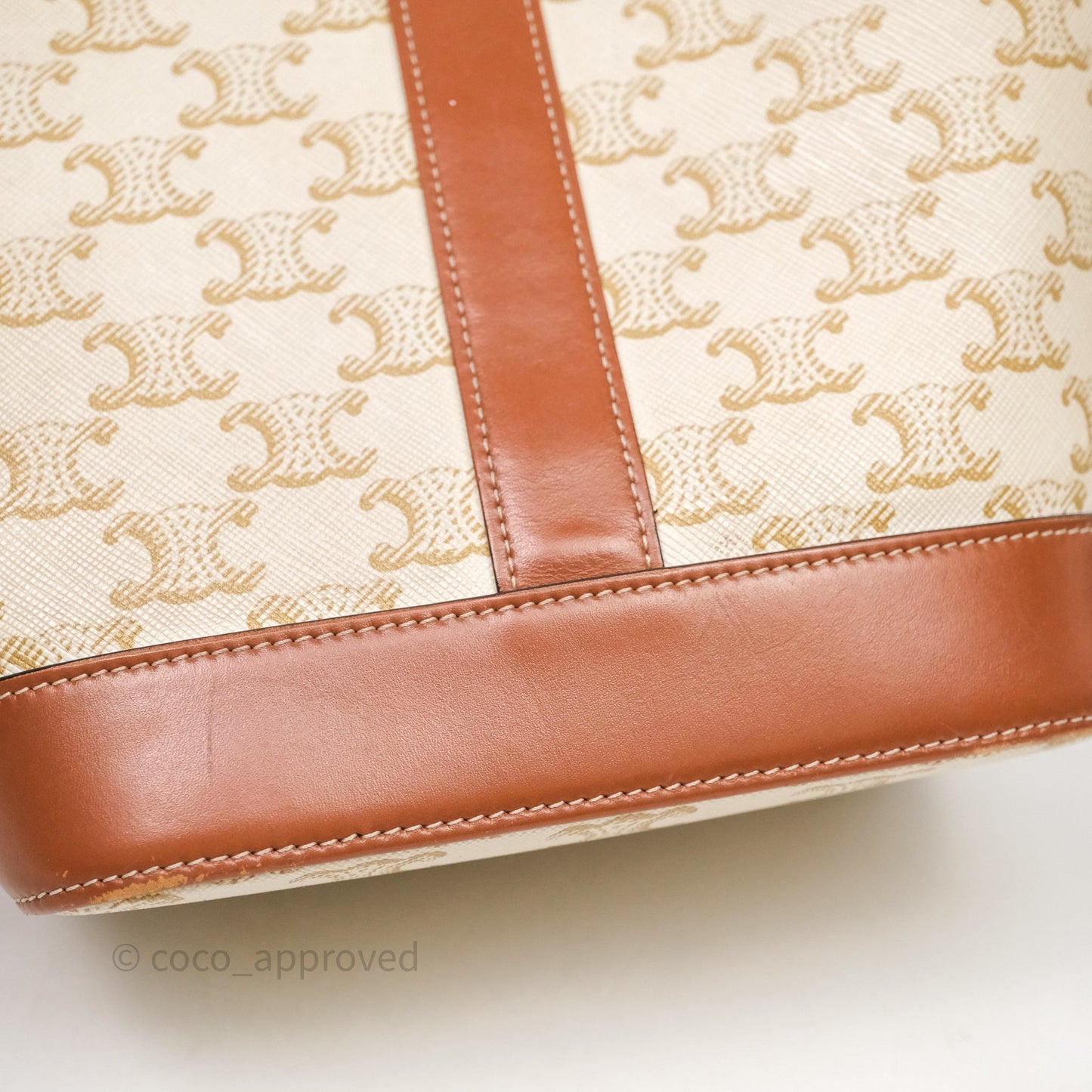 Celine Small Bucket Triomphe Canvas Grege Calfskin