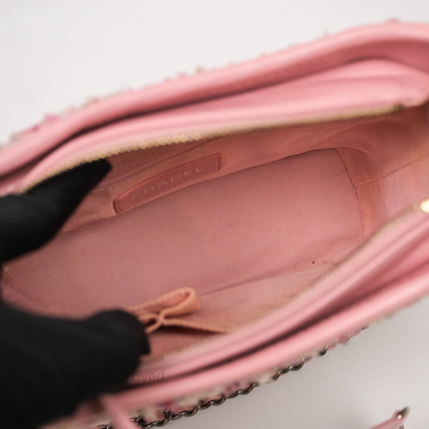 Chanel Small Gabrielle Hobo Quilted Pink Tweed Aged Calfskin