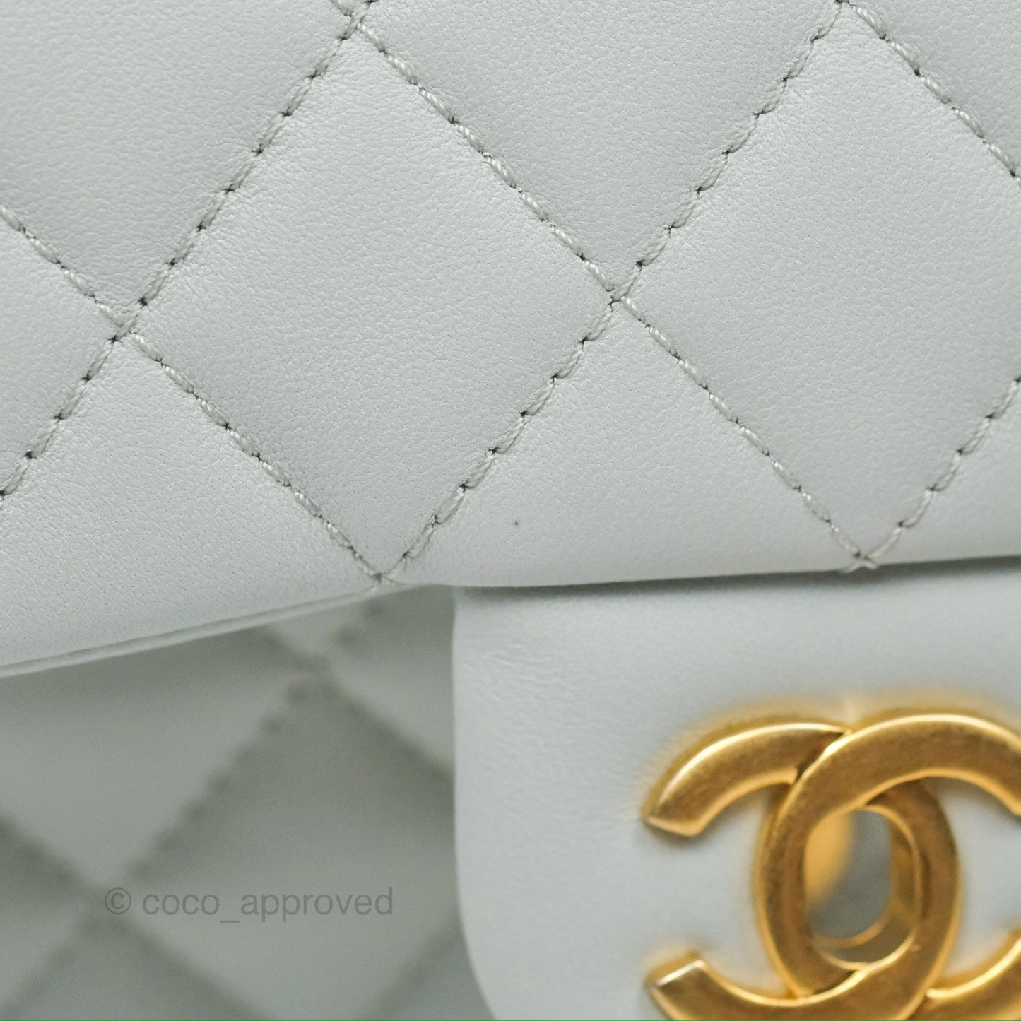 Chanel Quilted Mini Square Flap with Camellia Adjustable Chain Blue Clair Lambskin 23S