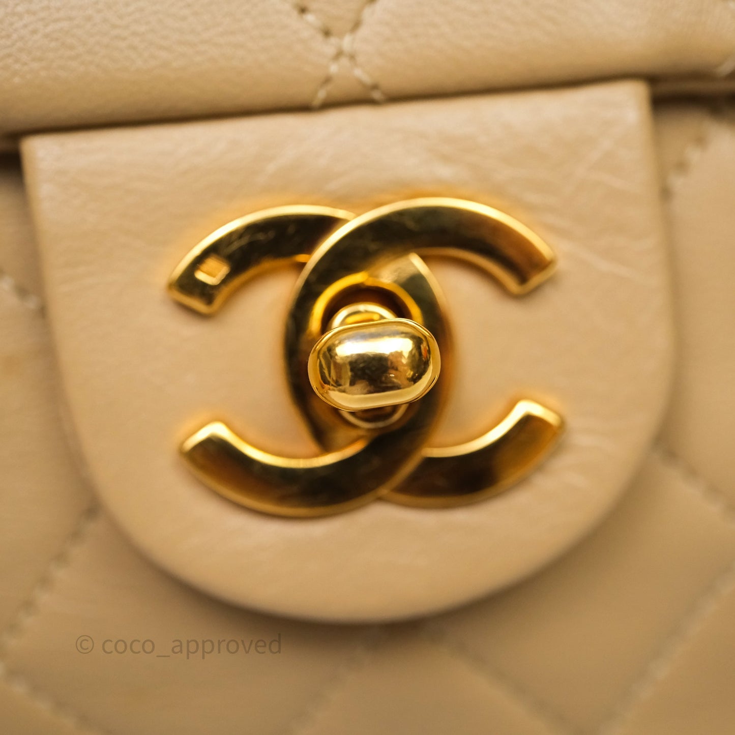 Chanel Vintage Mini Flap Bag Beige Lambskin Gold Hardware